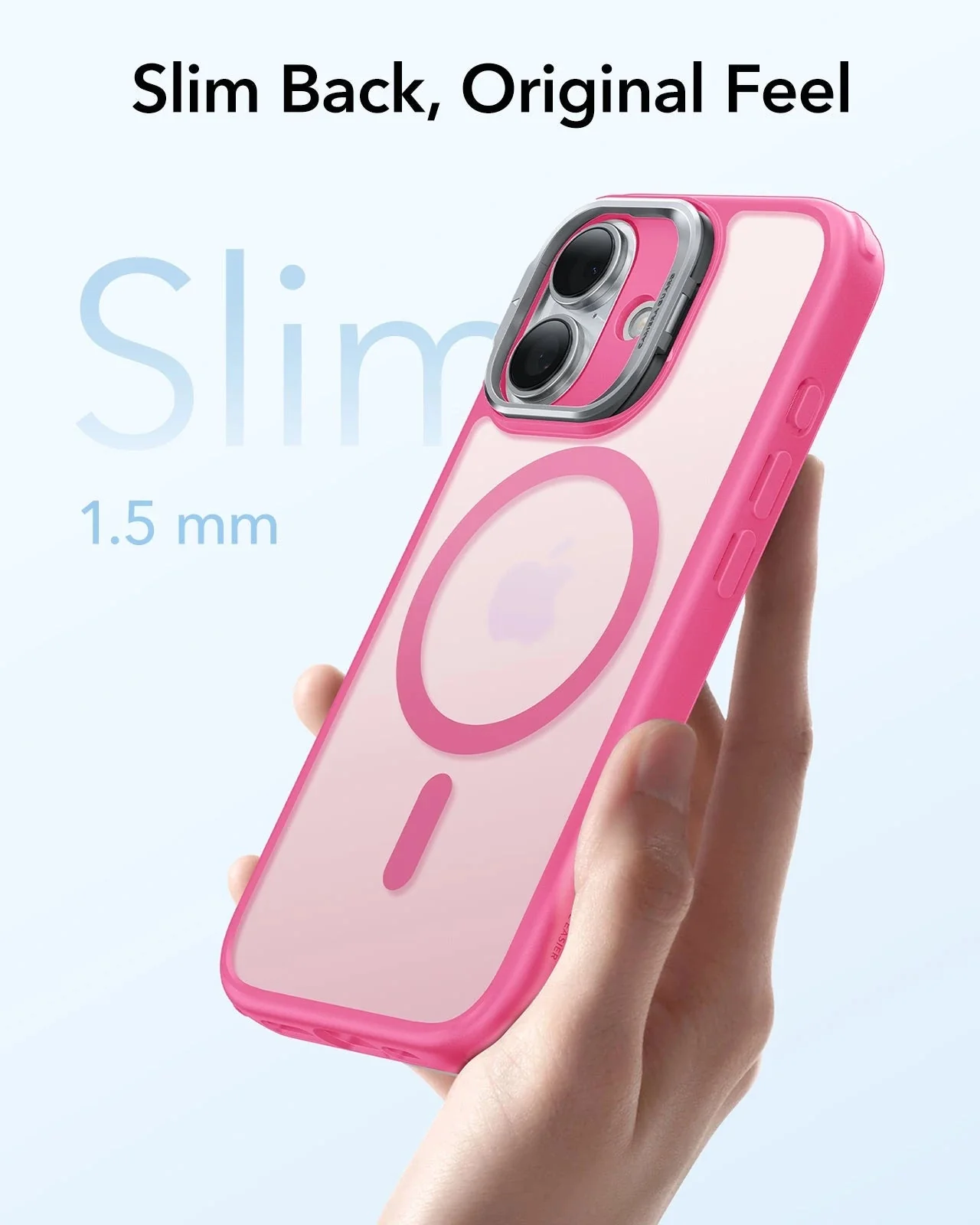 iPhone 17 Classic Hybrid Magnetic Case (Camera Control, Stash Stand) - Frosted Pink - Image 7