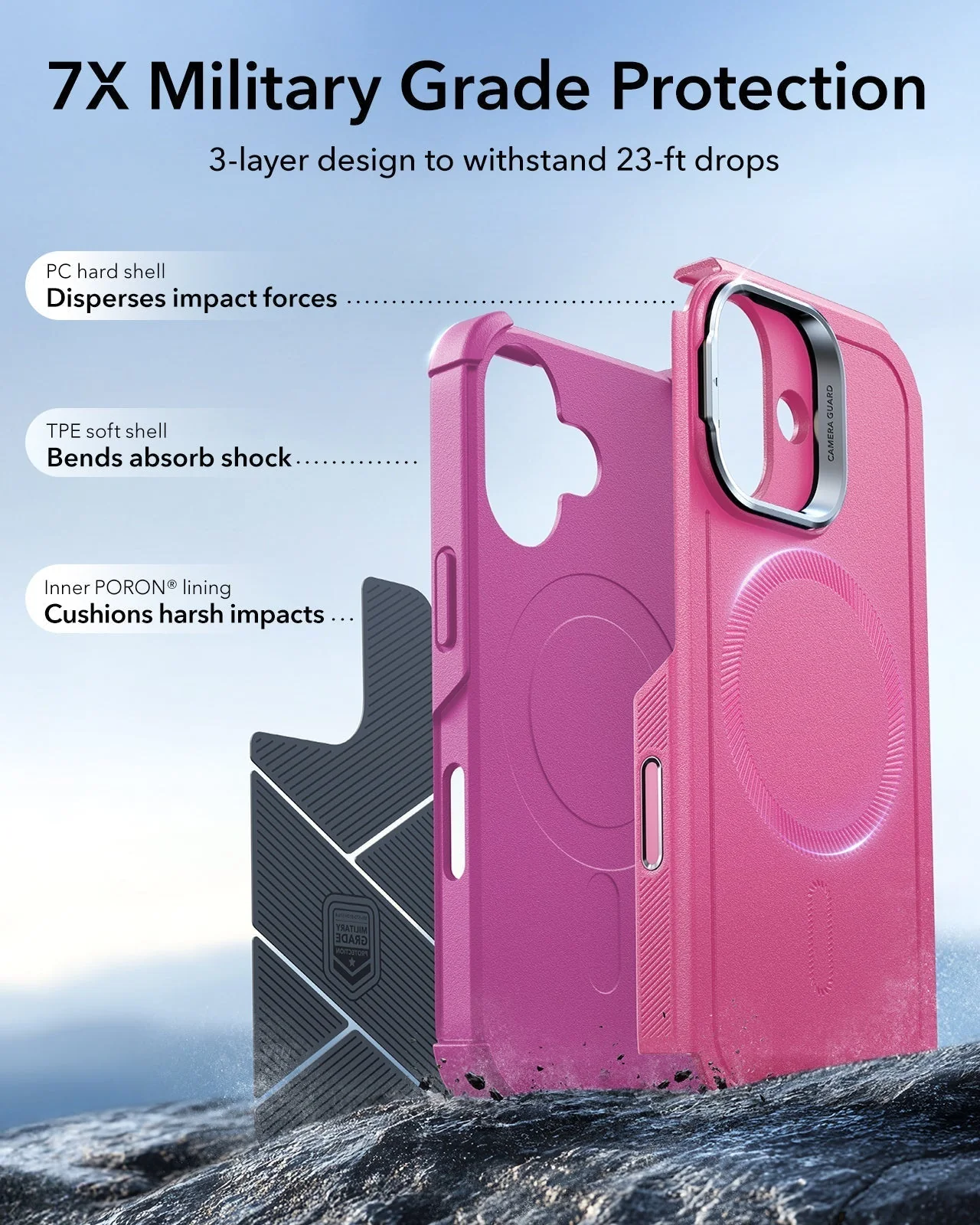 iPhone 17 Cyber Tough Magnetic Case (Camera Control, Stash Stand) - Rosy Pink - Image 4