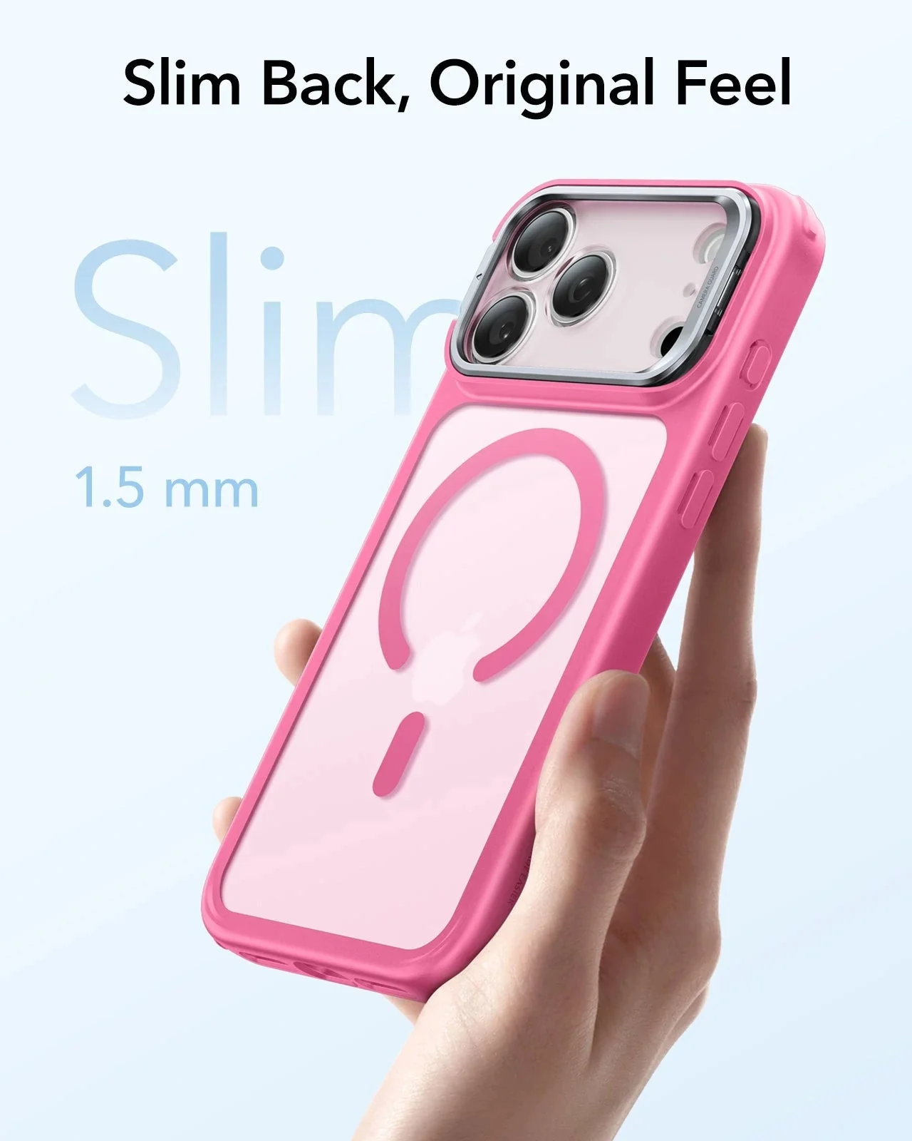 iPhone 17 Pro Classic Hybrid Magnetic Case (Camera Control, Stash Stand) - Frosted Pink - Image 7