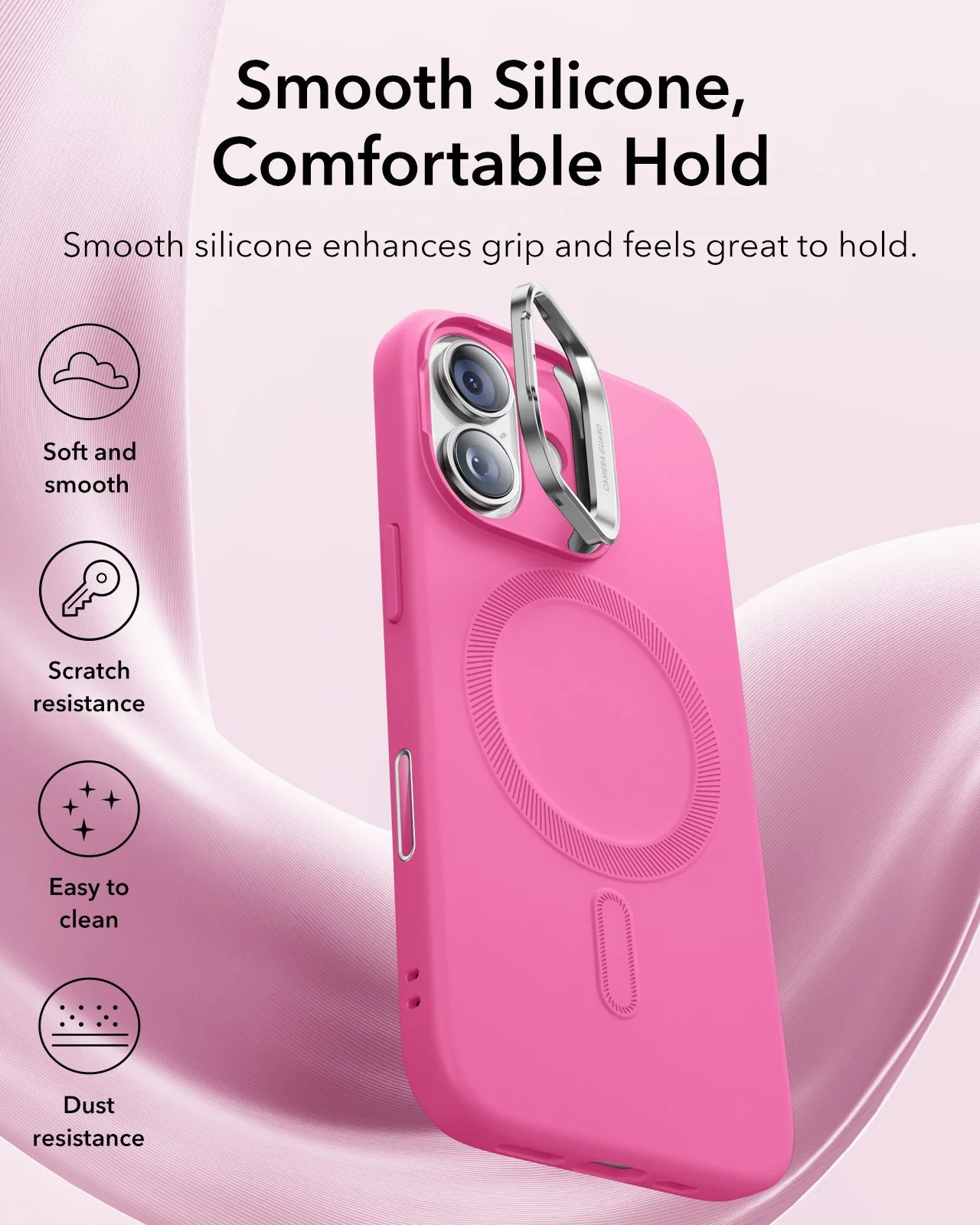 iPhone 17 Cloud Soft Magnetic Case (Camera Control, Stash Stand) - Rosy Pink - Image 3