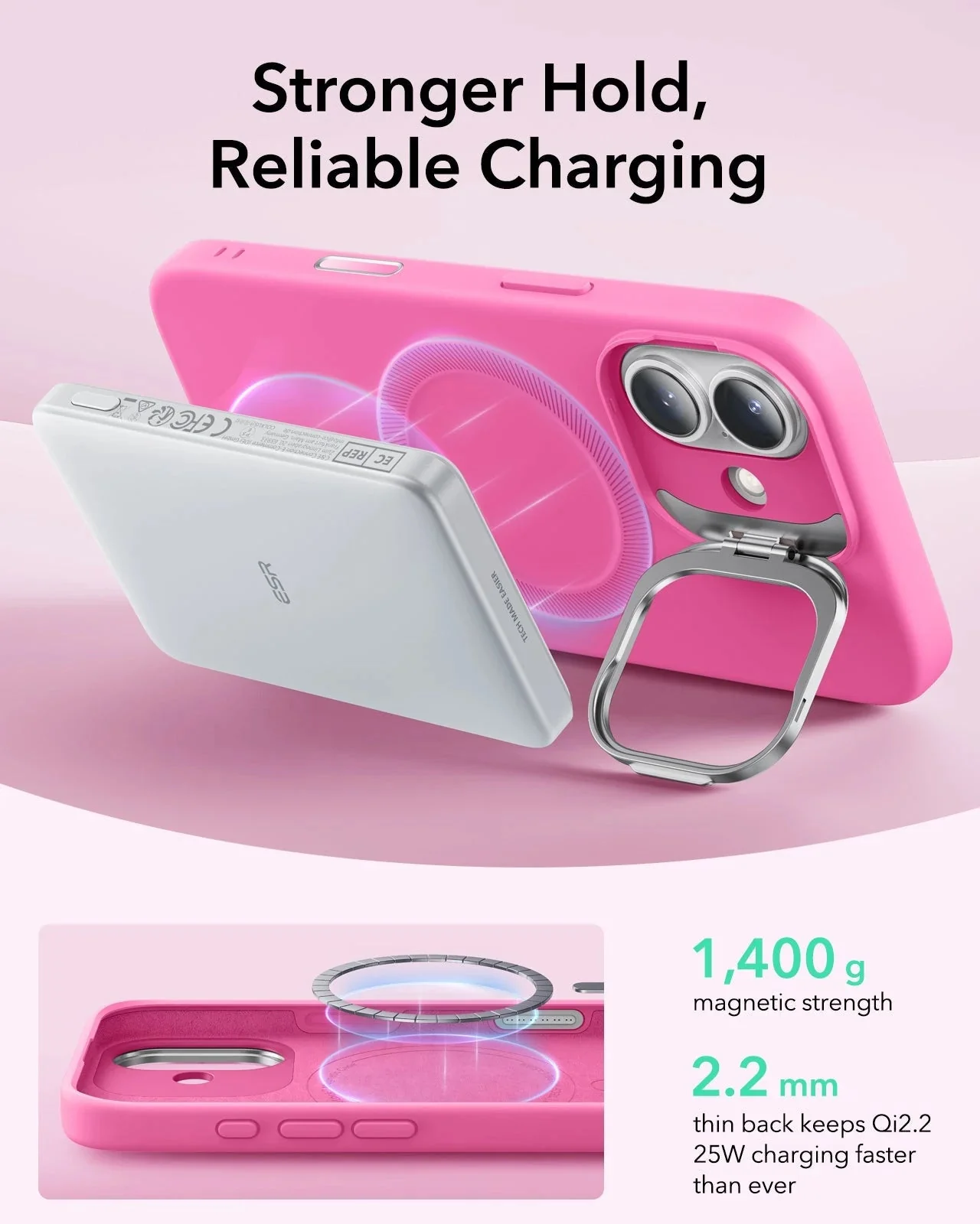 iPhone 17 Cloud Soft Magnetic Case (Camera Control, Stash Stand) - Rosy Pink - Image 7