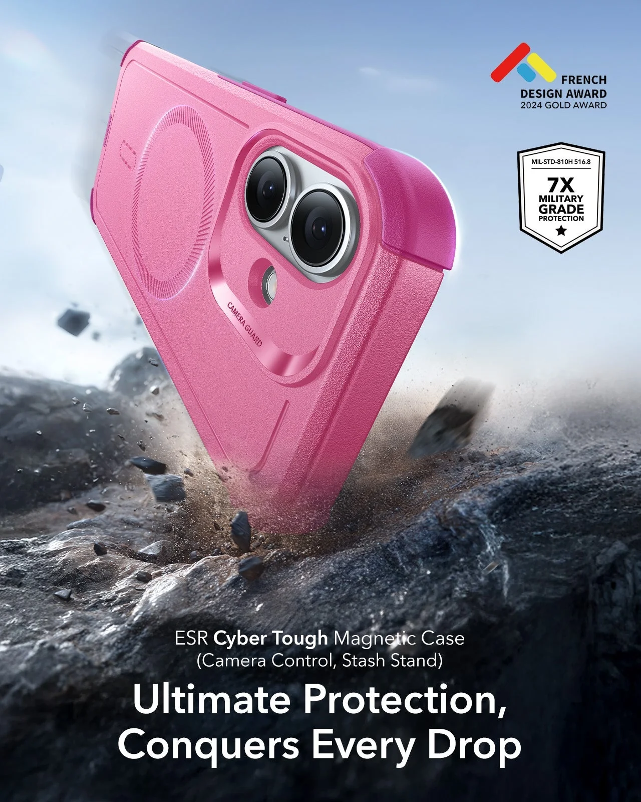 iPhone 17 Cyber Tough Magnetic Case (Camera Control) - Rosy Pink - Image 2