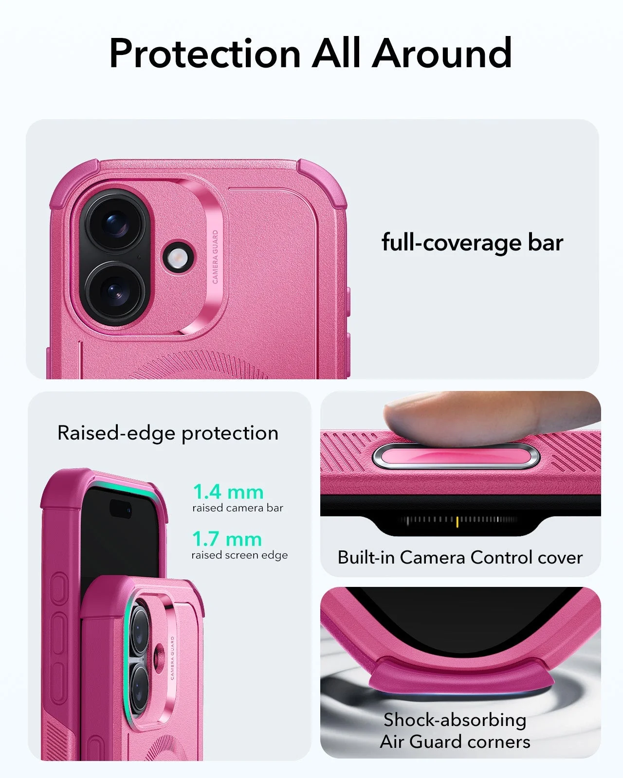 iPhone 17 Cyber Tough Magnetic Case (Camera Control) - Rosy Pink - Image 3
