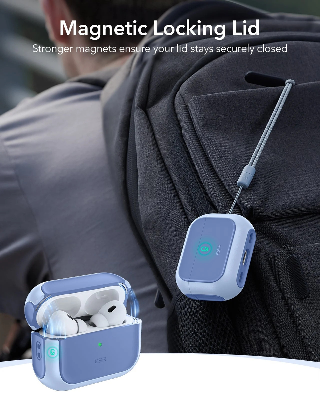 AirPods Pro 3 Orbit Hybrid Magnetic Case - Powder Blue - Image 6
