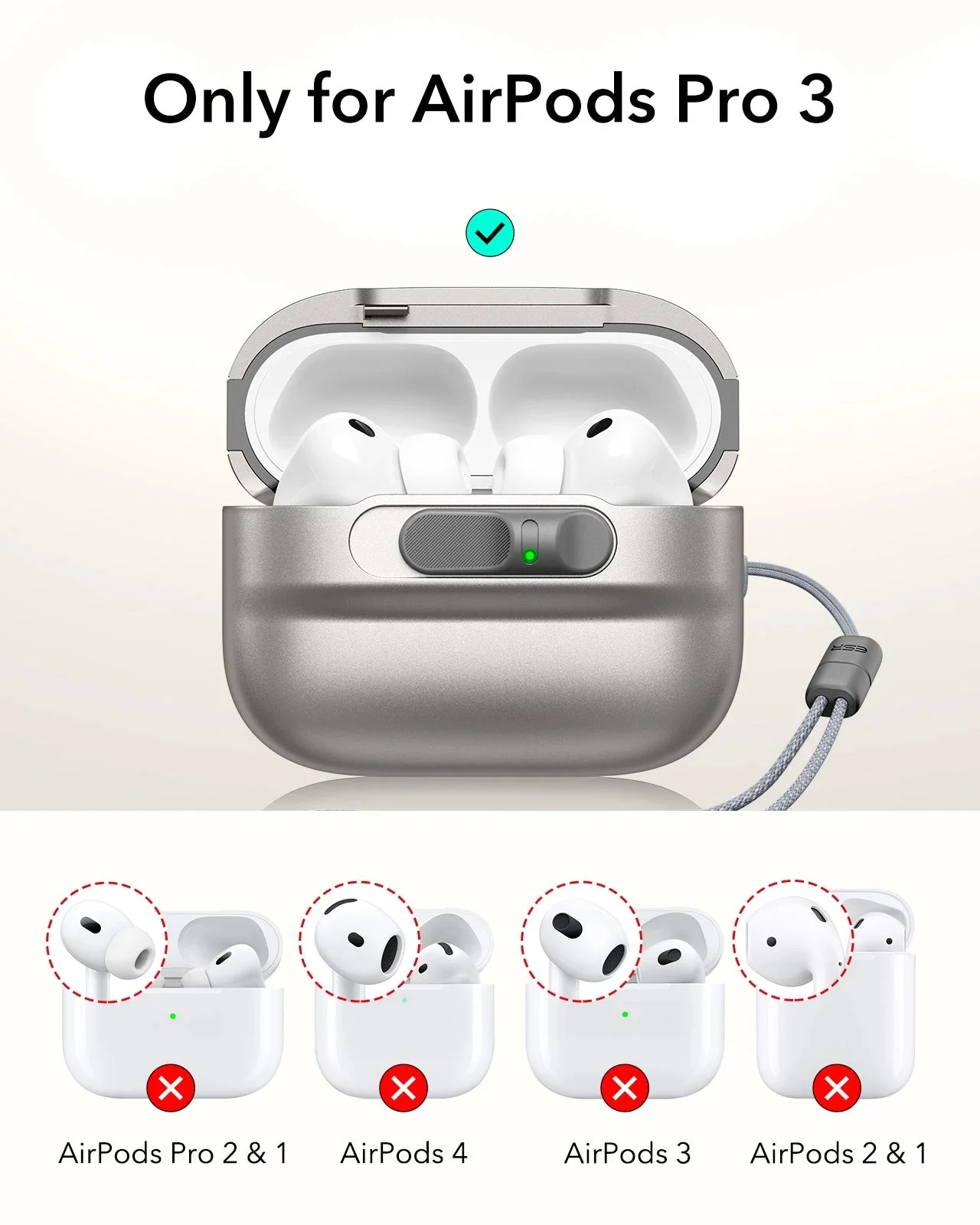 AirPods Pro 3 Pulse FlickLock Magnetic Case - Titanium - Image 2