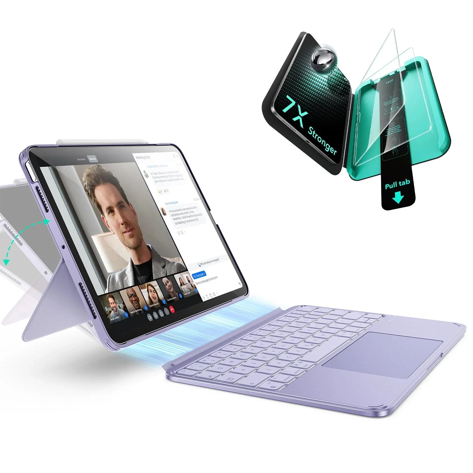 iPad Air 11" (M4) 2026 Shift Keyboard Case (Detachable) Protection Bundle -US Layout-Purple