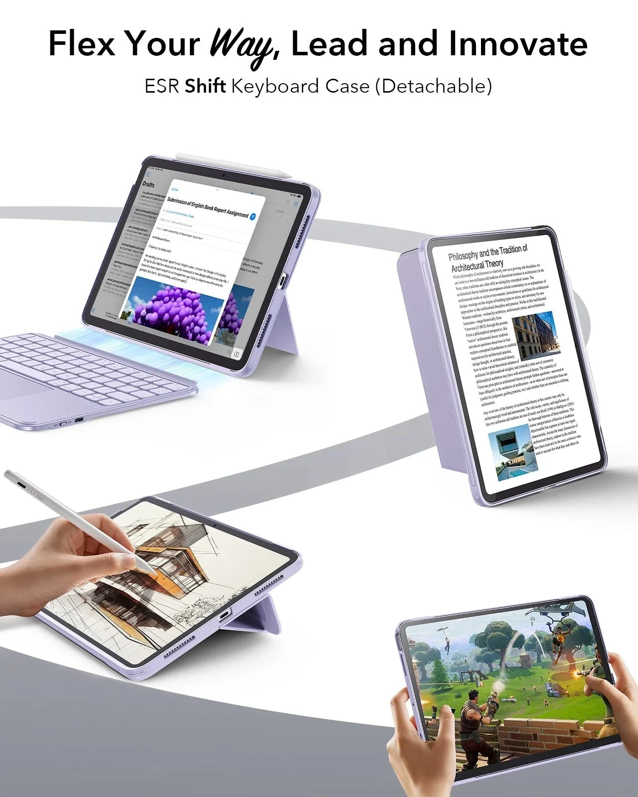 iPad Air 11" (M4) 2026 Shift Keyboard Case (Detachable) Protection Bundle -US Layout-Purple - Image 3