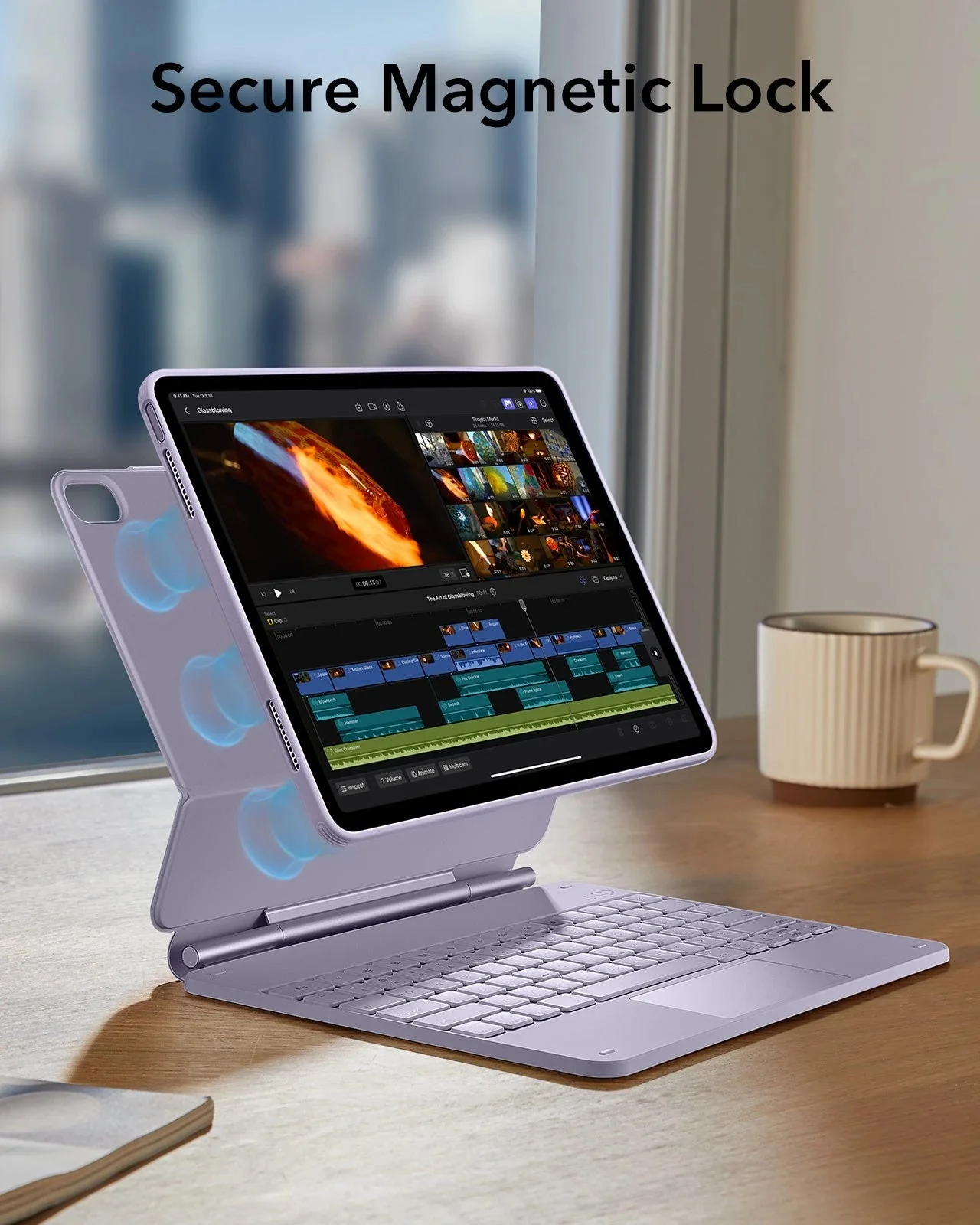 iPad Air 13" (M4) 2026 Bundle Rebound Magnetic Keyboard Case 360 & Digital Pencil-US Layout-Purple - Image 13