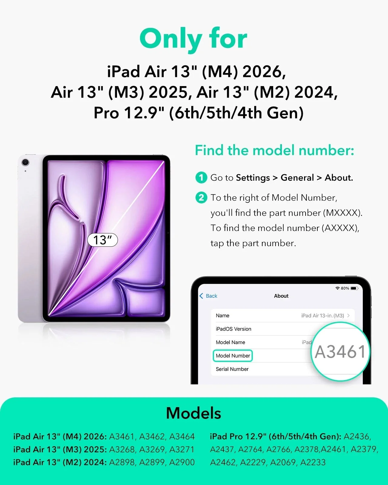 iPad Air 13" (M4) 2026 Rebound Magnetic Case - Purple - Image 2