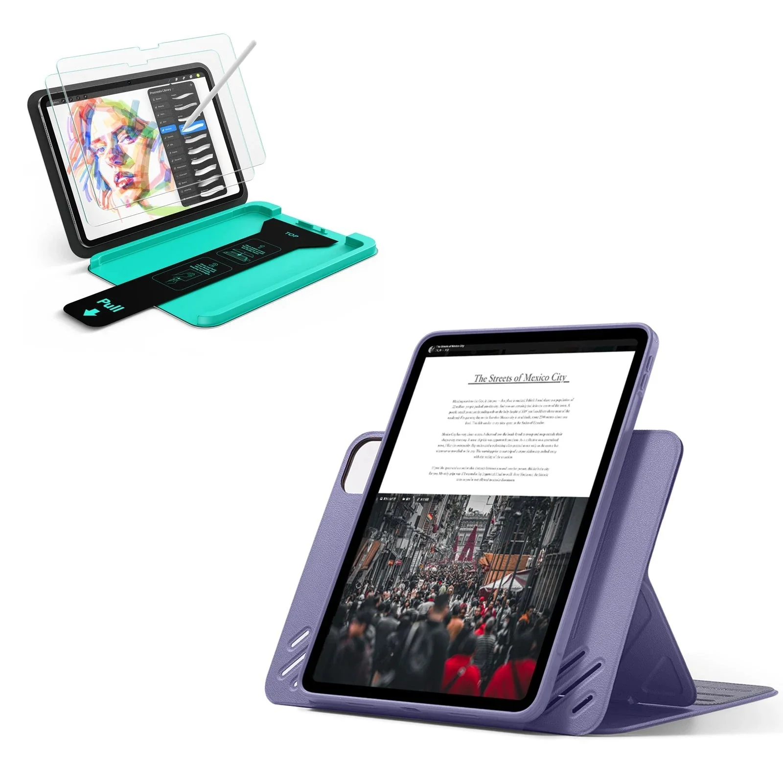 iPad Pro 11" (2025) Bundle Shift Magnetic Case & Armorite® Paper-Feel Protection - Purple