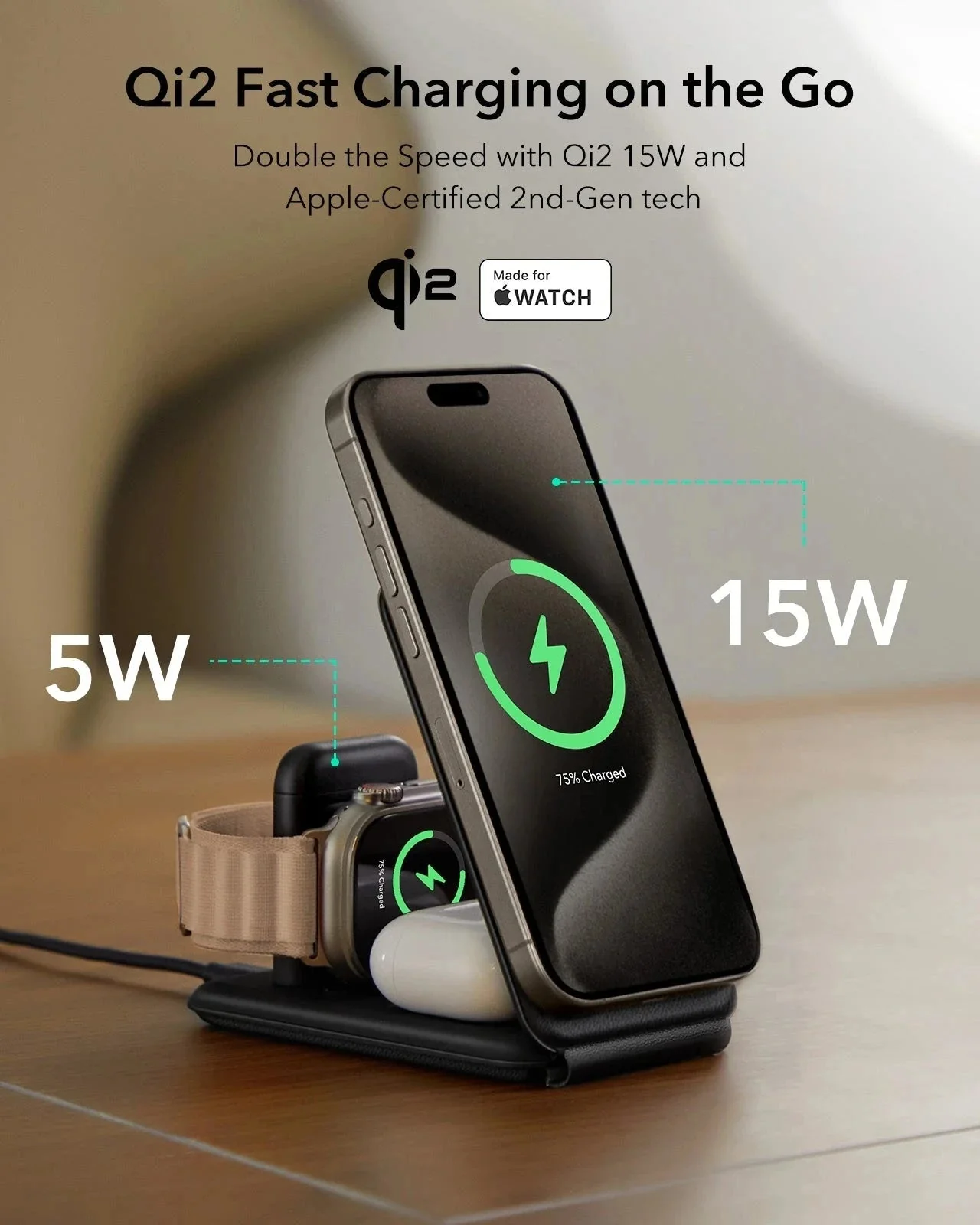 Qi2 3-in-1 Travel Wireless Charging Set (Bag Included) - White - JP Plug - Image 2