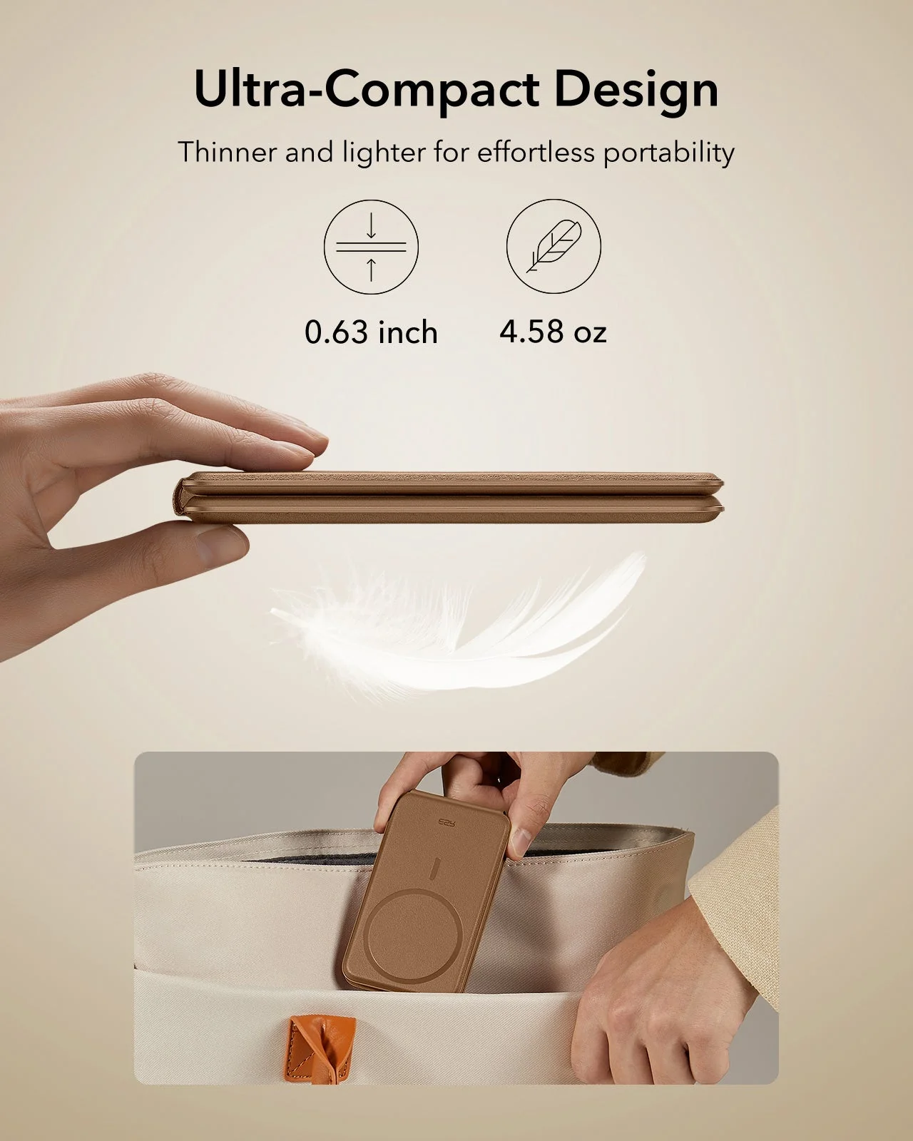 15W 3-in-1 Travel Wireless Charging Set - Brown - EU Plug - Image 9
