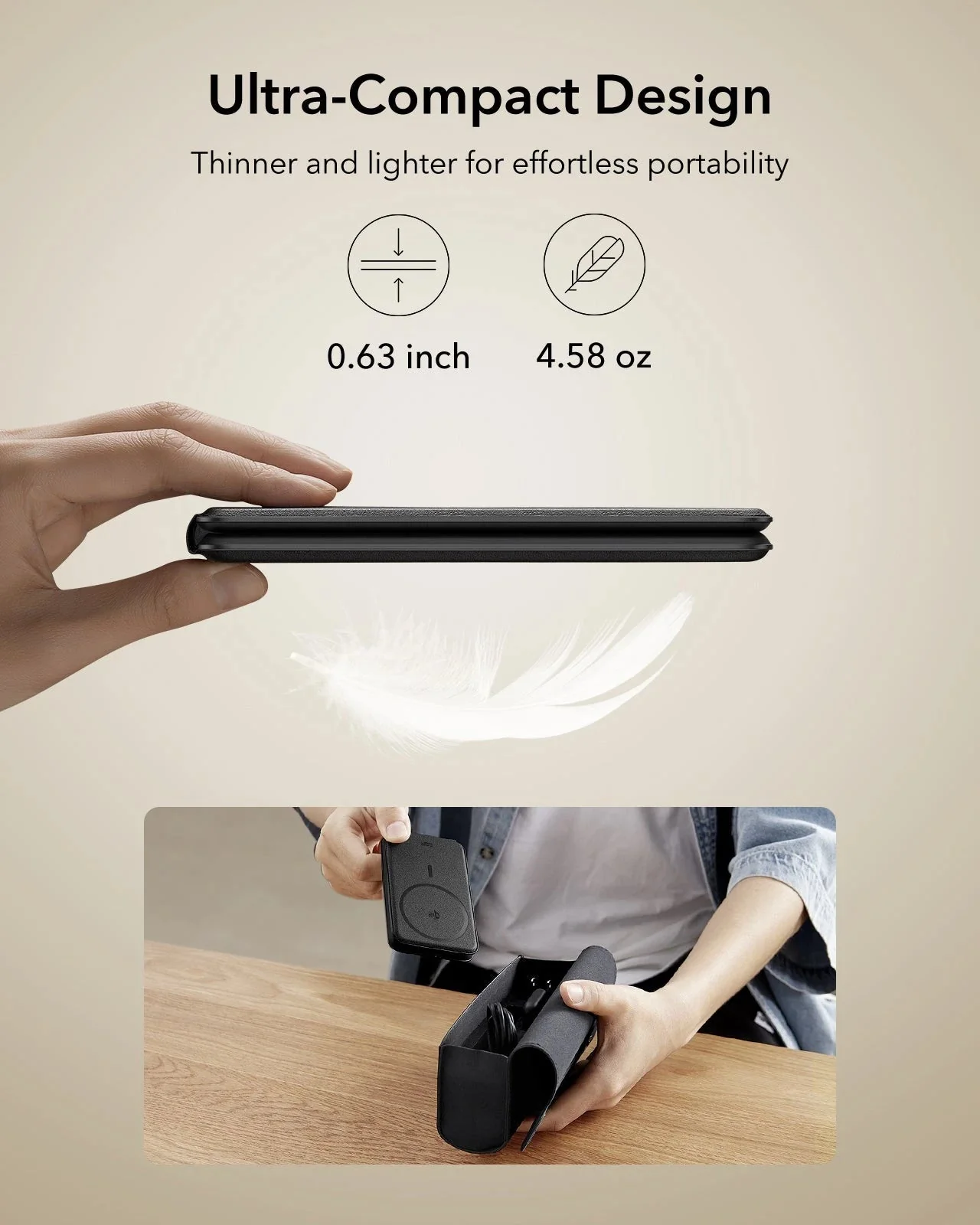 Qi2 3-in-1 Travel Wireless Charging Set - Brown - US Plug - Image 8