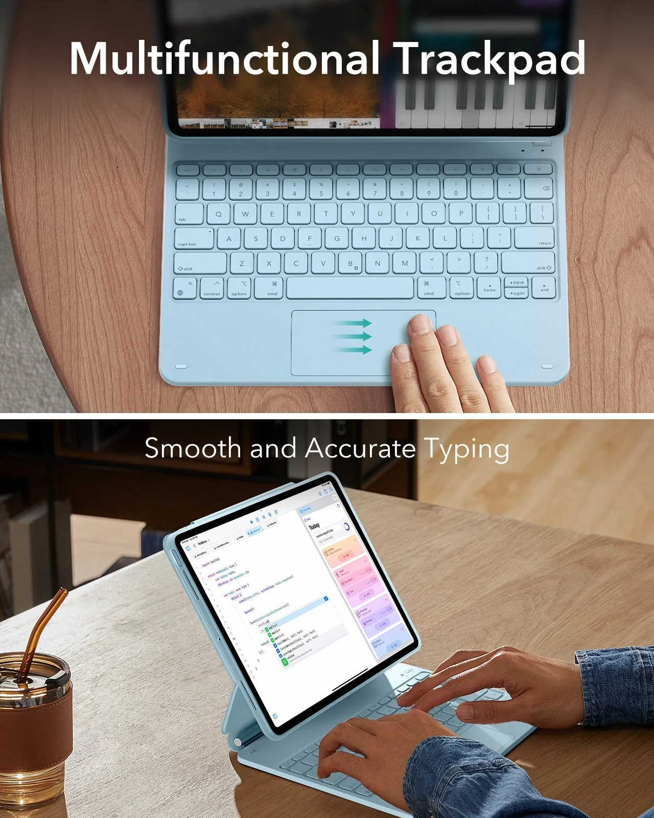 iPad Pro 13ʺ (2025) Bundle Rebound Magnetic Keyboard Case 360 & Armorite Screen Protectors  - US Layout-Blue - Image 9