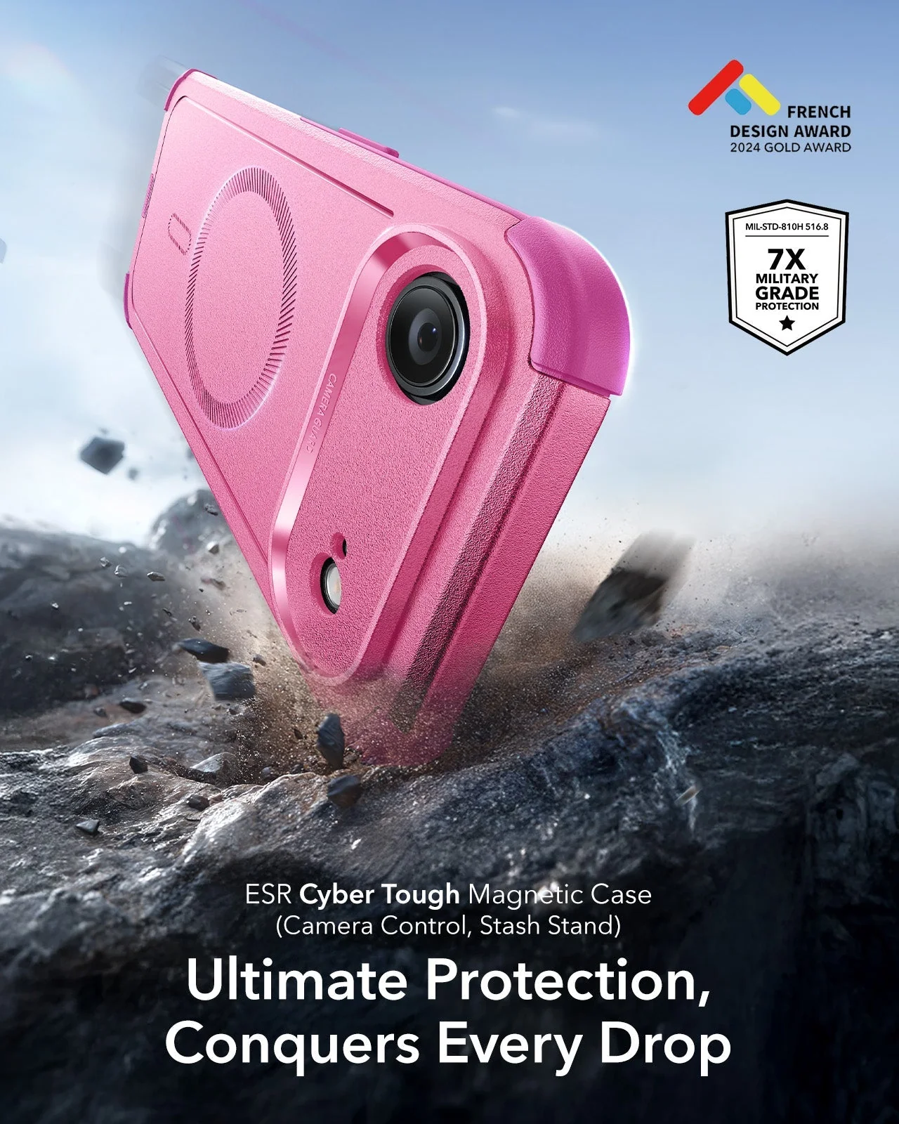iPhone Air Cyber Tough Magnetic Case (Camera Control) - Rosy Pink - Image 2