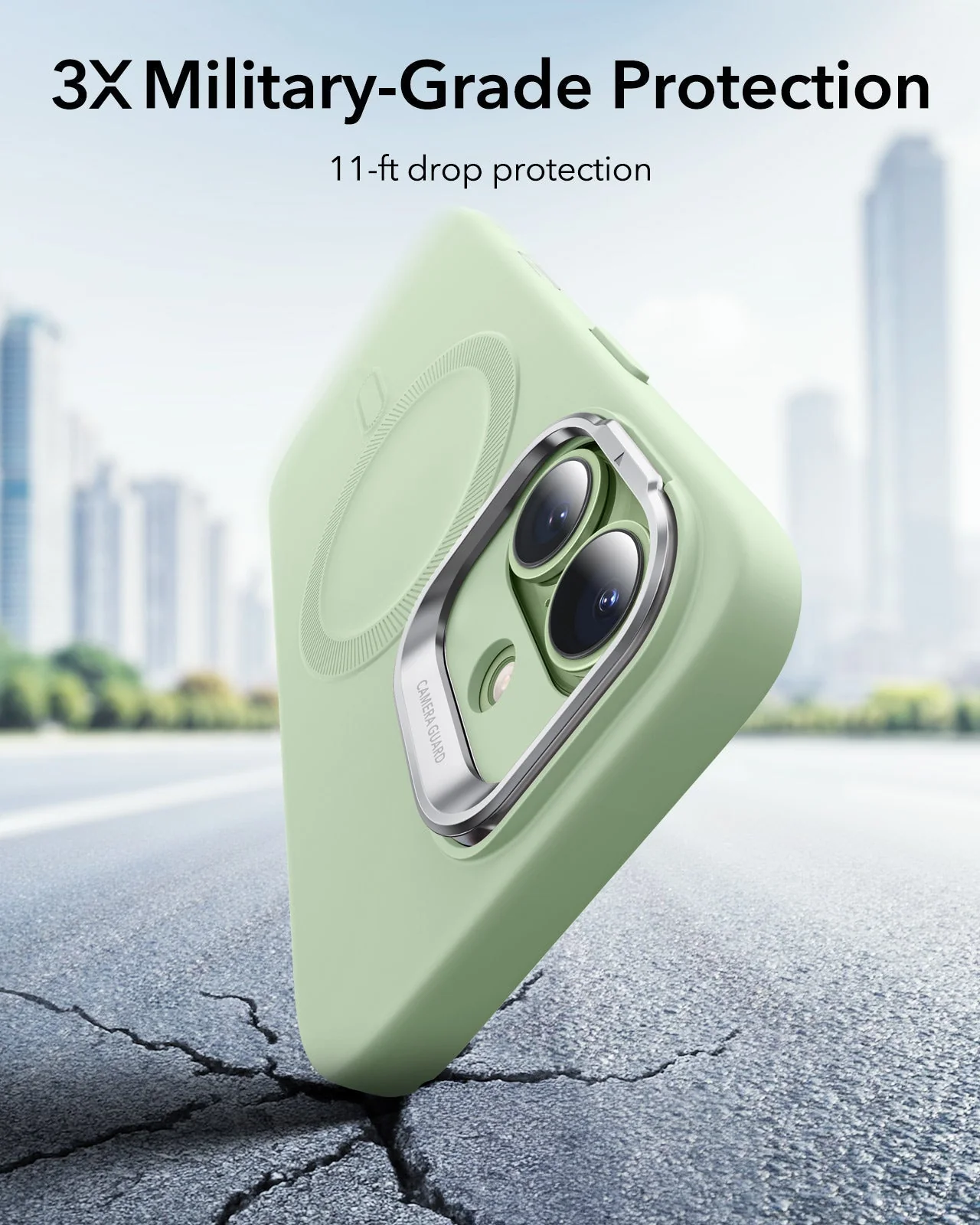 iPhone 17 Bundle Cloud Soft Magnetic Case (Camera Control, Stash Stand) and Armorite Pro Screen Protector - Sage Green - Image 4