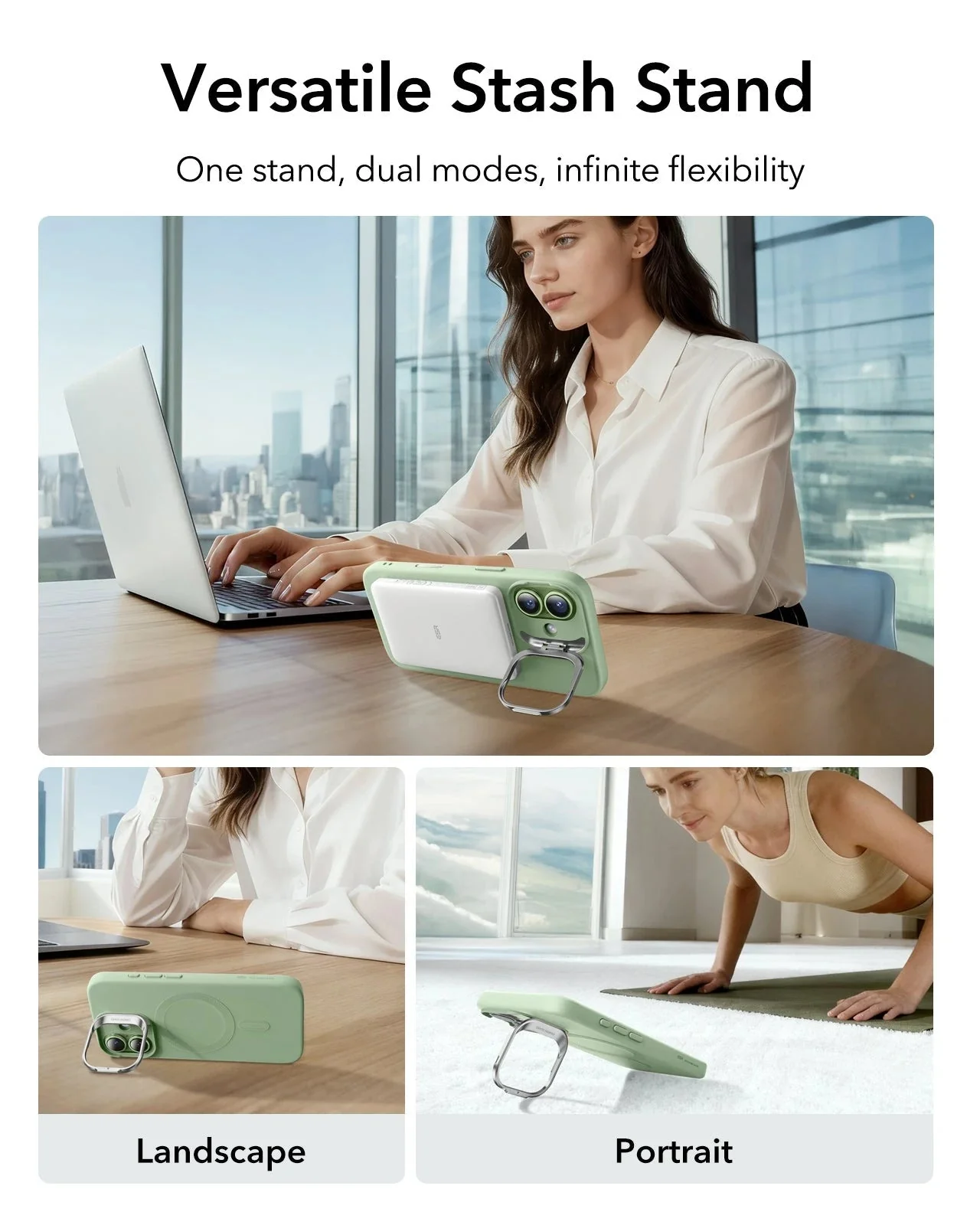 iPhone 17 Cloud Soft Magnetic Case (Camera Control, Stash Stand) - Sage Green - Image 6