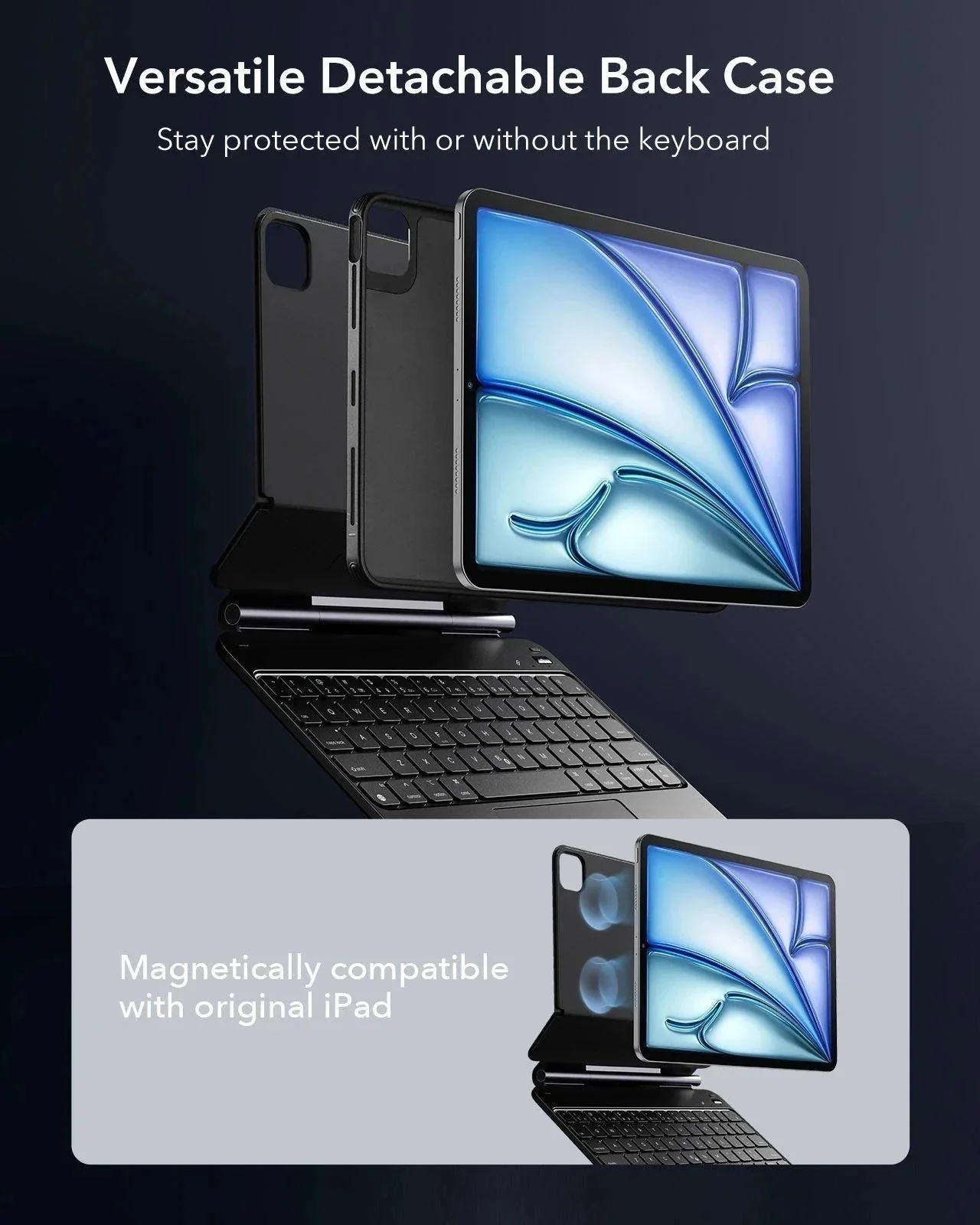 iPad Air 11" (M4, 2026) Rebound Magnet-Tastaturhülle 360 - DE Layout-Black - Image 5