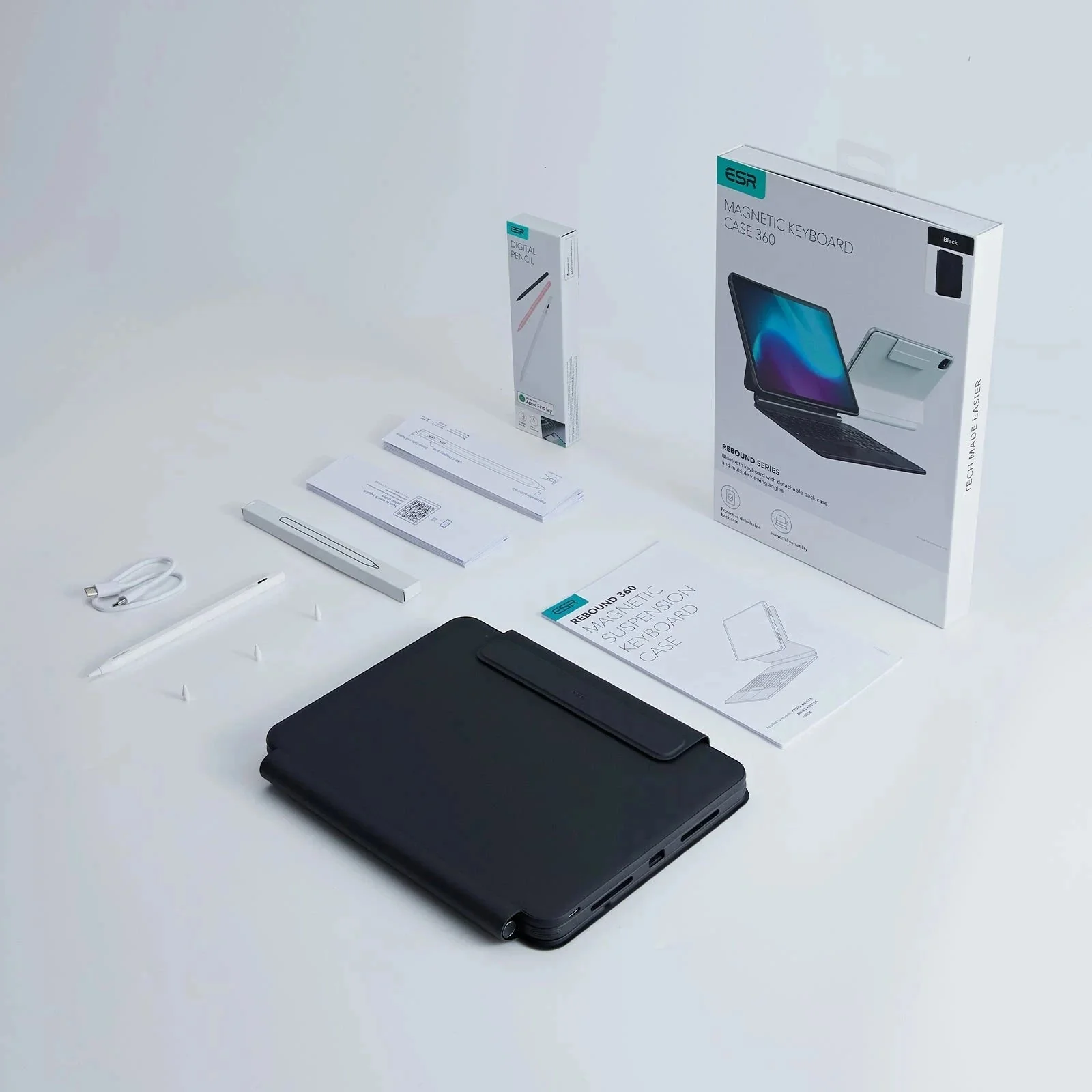 iPad Air 11" (M4, 2026) Bundle Rebound Magnet-Tastaturhülle 360° & Digital Pencil - DE Layout-Black - Image 17