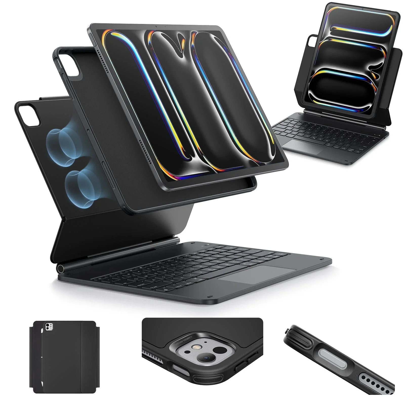 iPad Pro 13" (2025) Rebound Magnetische Tastatur Hülle 360 - DE Layout-Schwarz