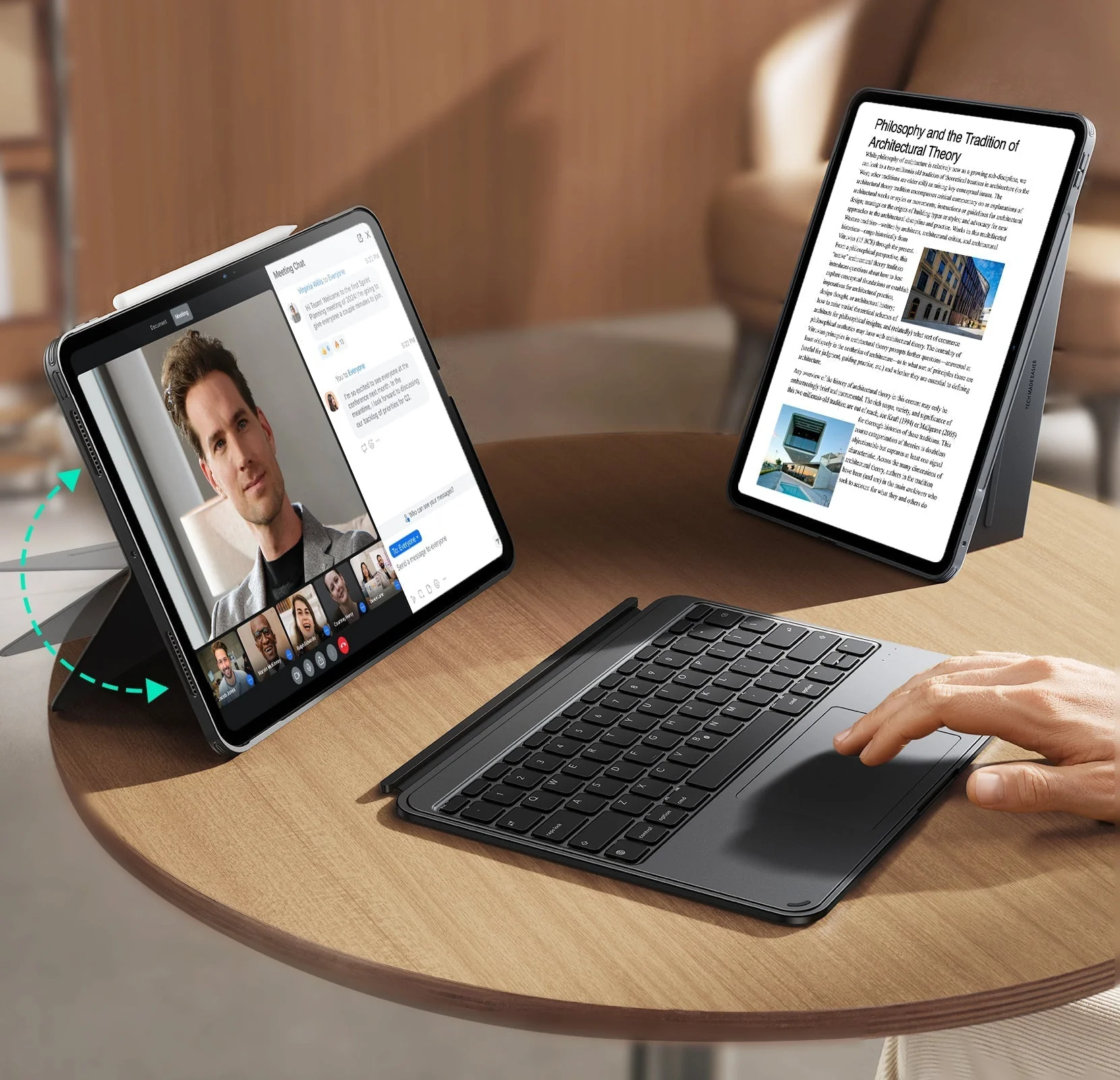iPad Pro 13″ (2025) Bundle: Shift Tastaturhülle & Armorite Displayschutz - DE Layout - Dark Gray - Image 2