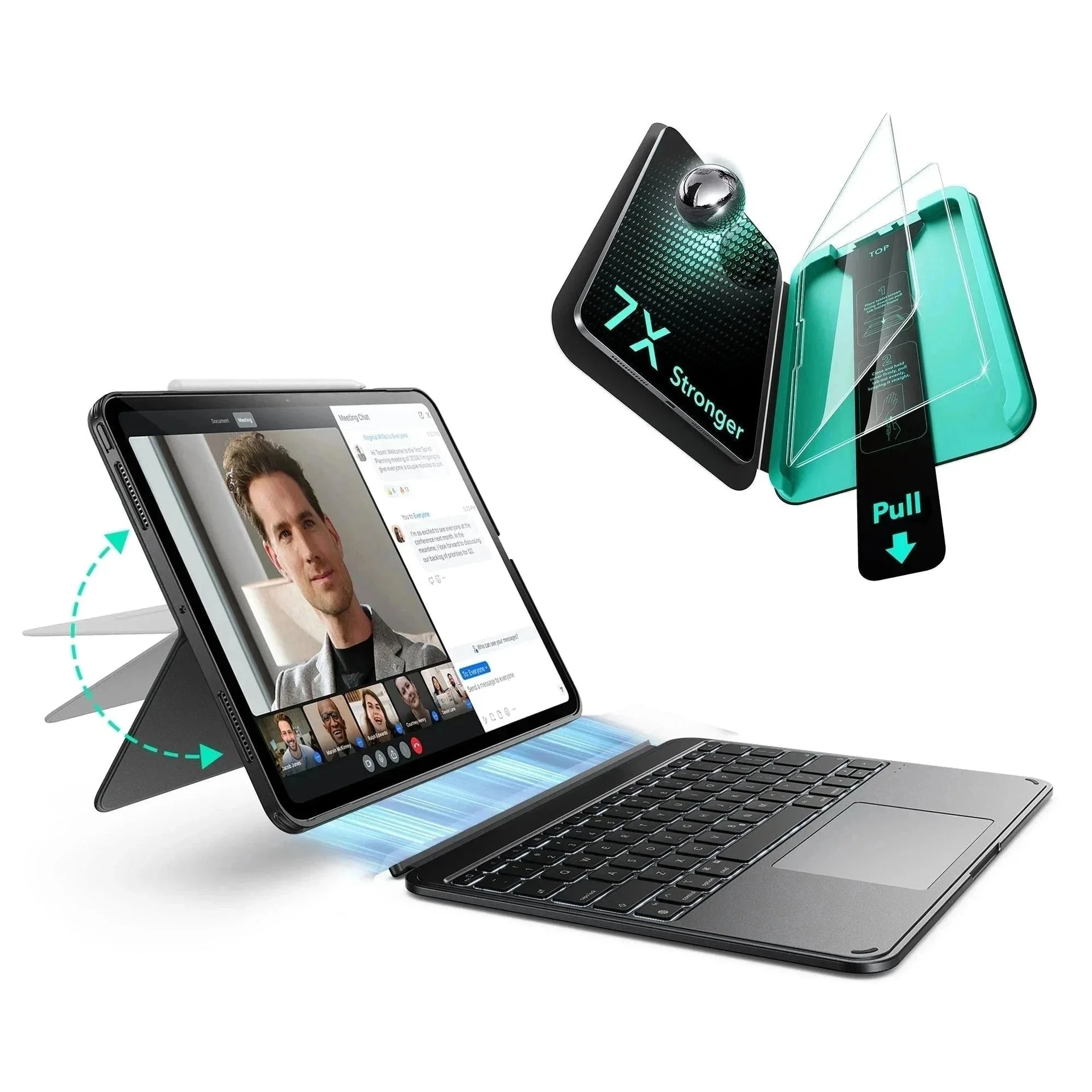 iPad Air 13″ (M3) 2025 Bundle: Shift Tastaturhülle & Armorite Displayschutz - DE Layout - Dark Gray
