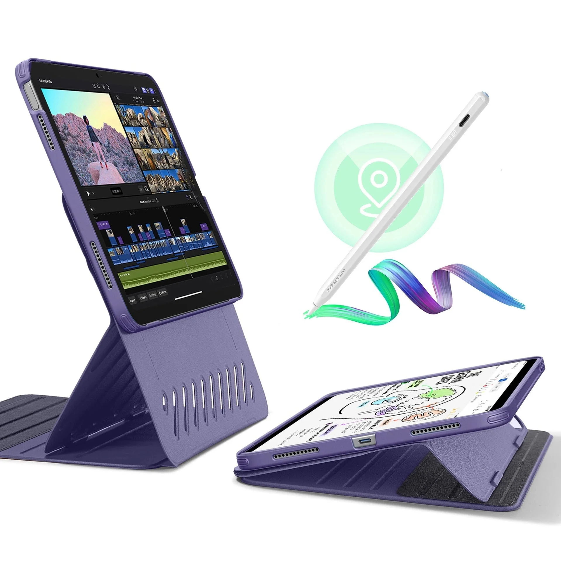 iPad 11" (A16) 2025 Bundle Shift Magnetic Case with Pencil - Purple