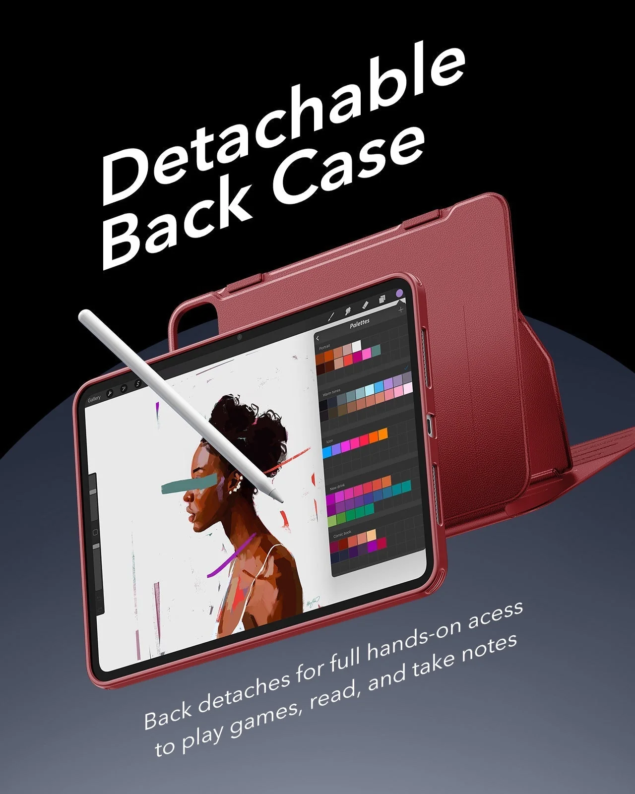 iPad Pro 11" (2025) Bundle Shift Magnetic Case & Armorite® Paper-Feel Protection - Red - Image 6