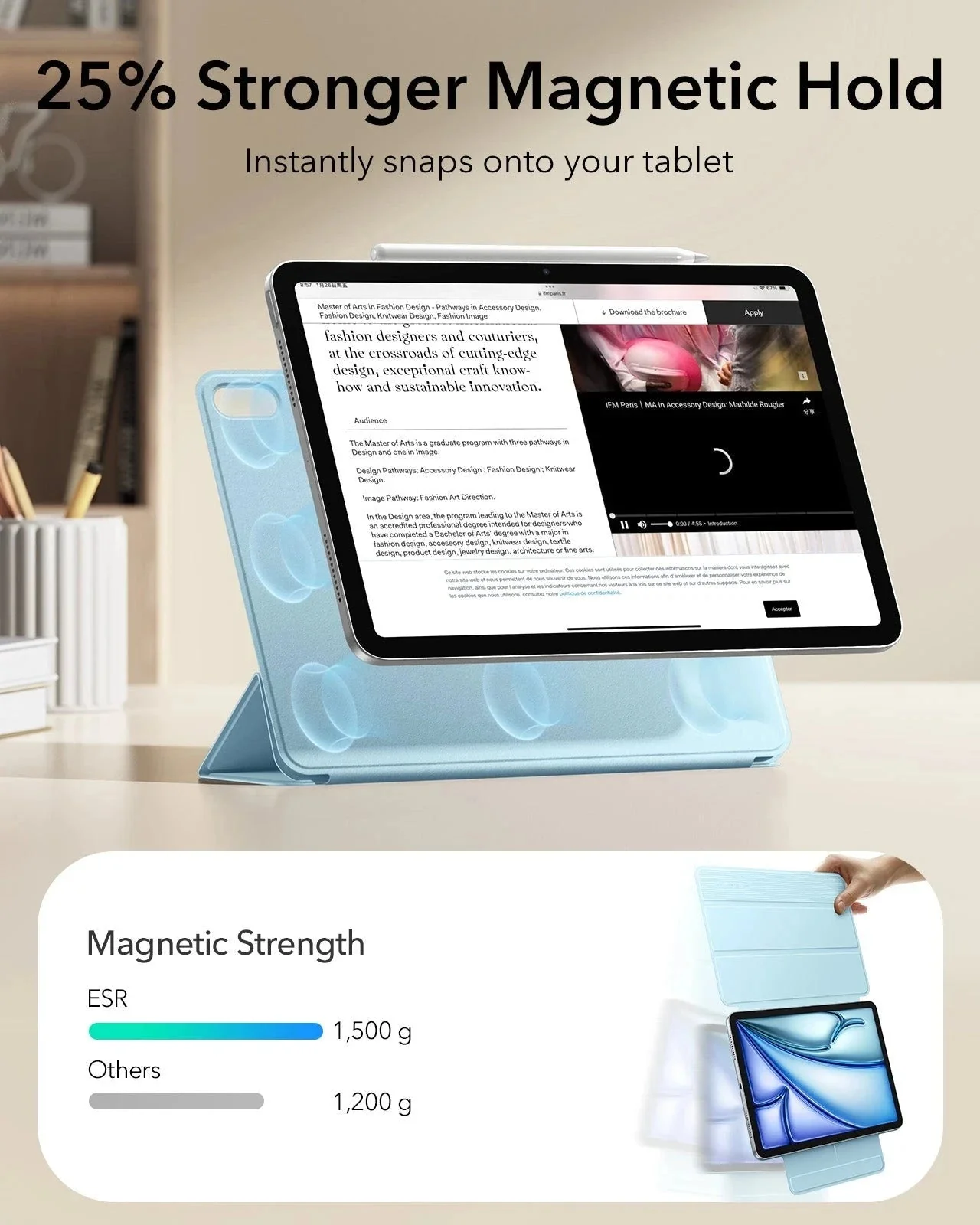 iPad Air 11" (M4) 2026 Rebound Magnetic Case - Sky Blue - Image 6
