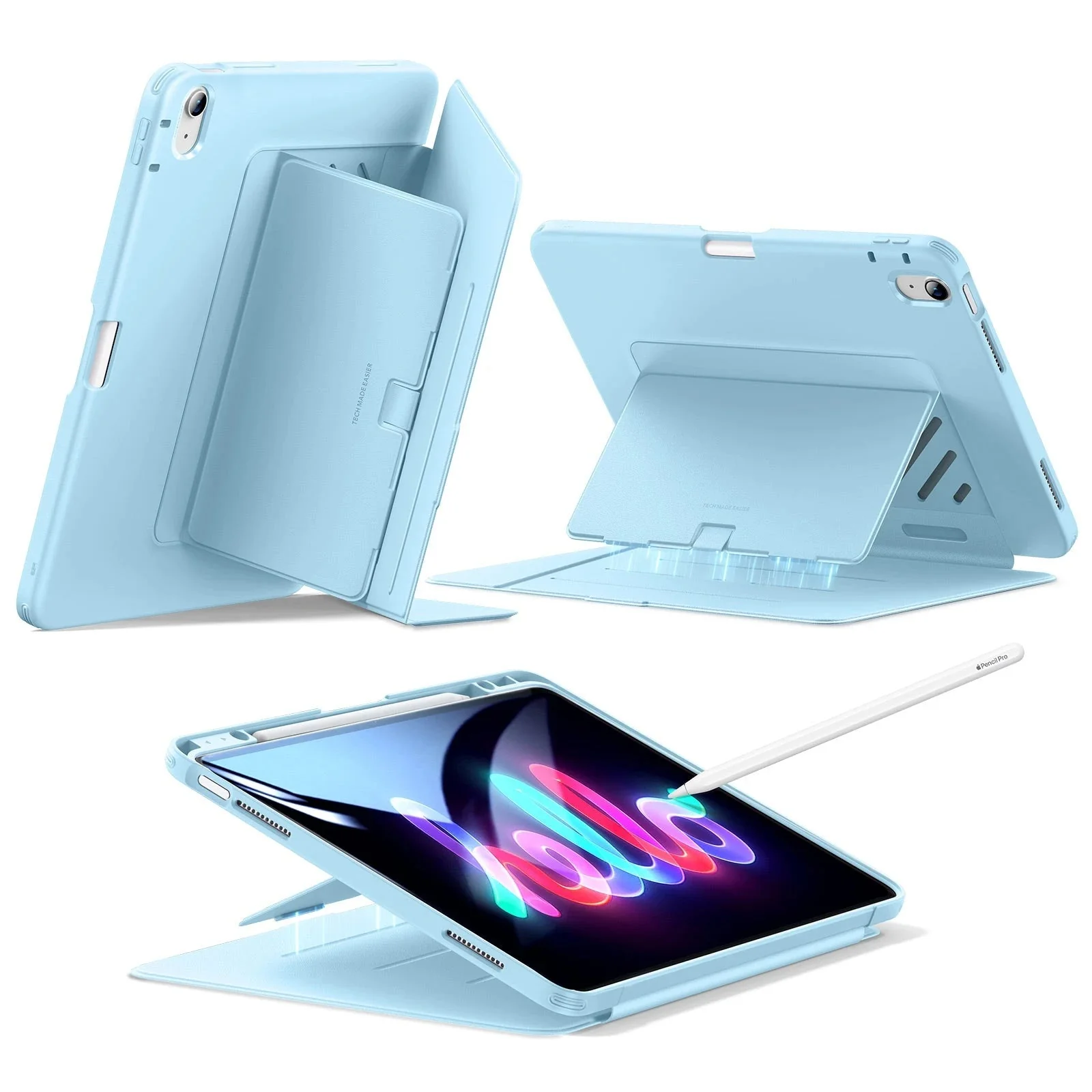 iPad Air 13" (M4) 2026 Flip Magnetic Case with Pencil Holder - Sky Blue