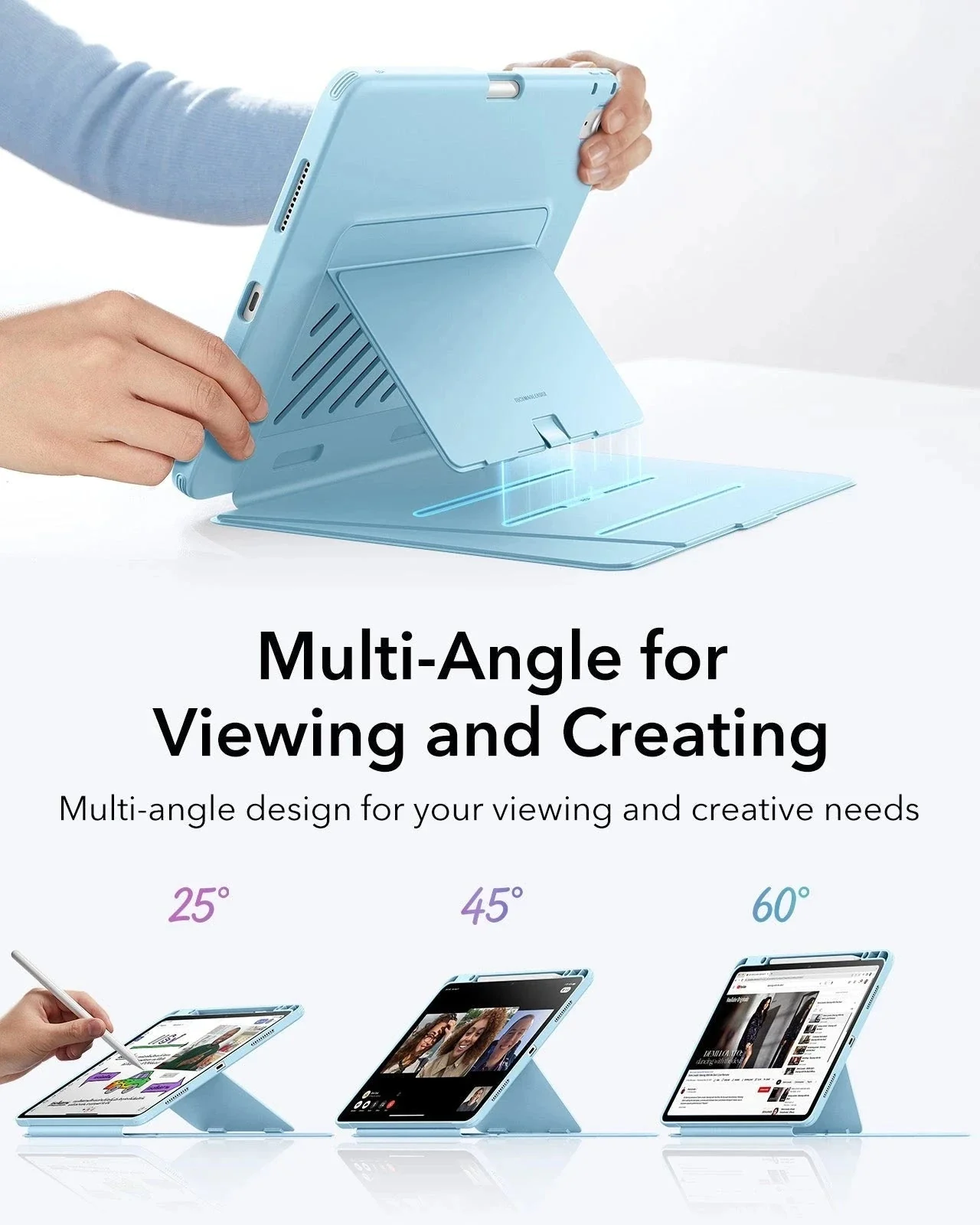 iPad Air 13" (M4) 2026 Flip Magnetic Case with Pencil Holder - Sky Blue - Image 4