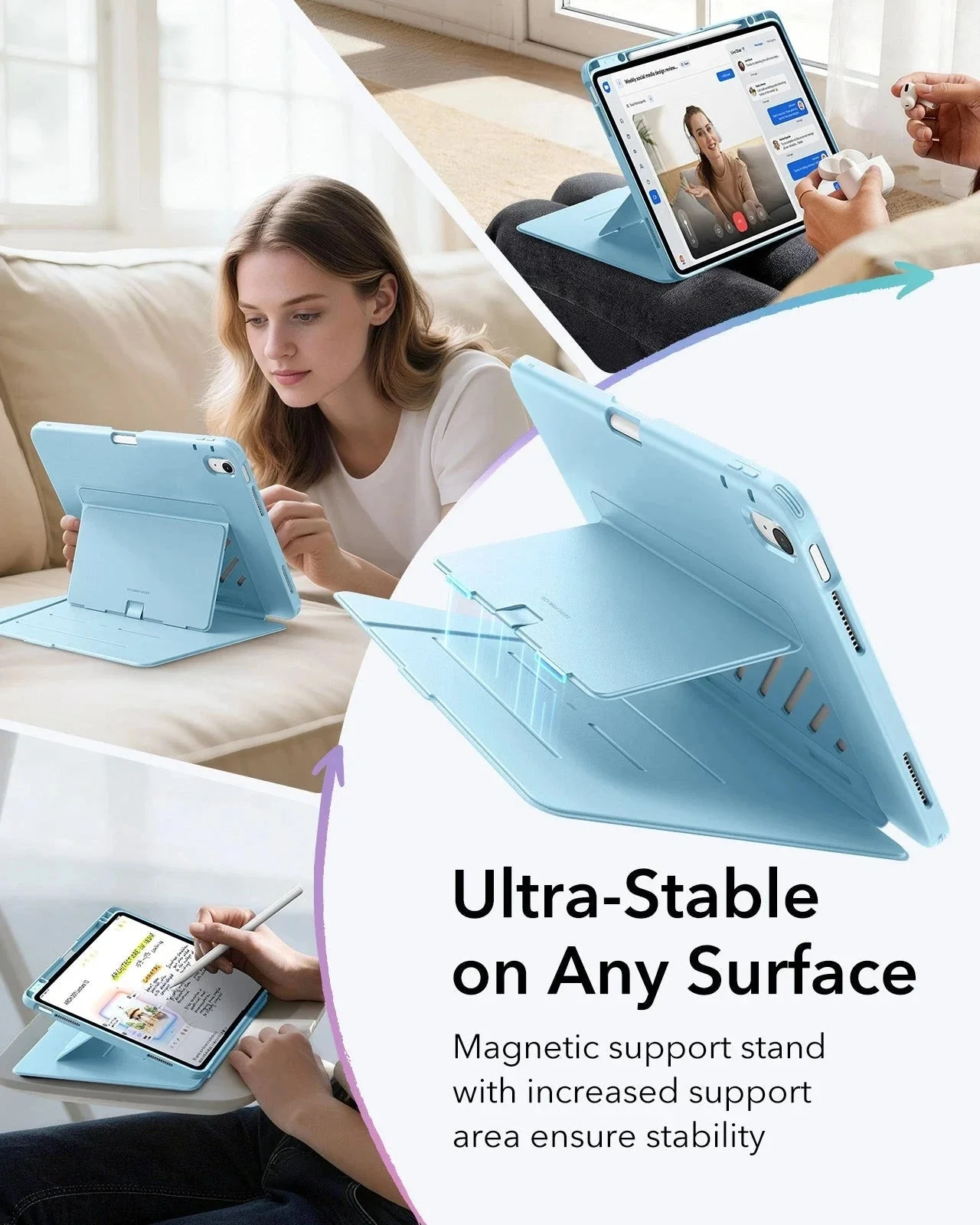 iPad Air 13" (M4) 2026 Flip Magnetic Case with Pencil Holder - Sky Blue - Image 5