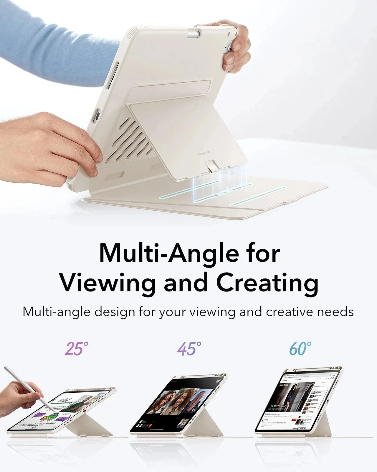 iPad Air 13" (M4) 2026 Flip Magnetic Case with Pencil Holder - Starlight - Image 4