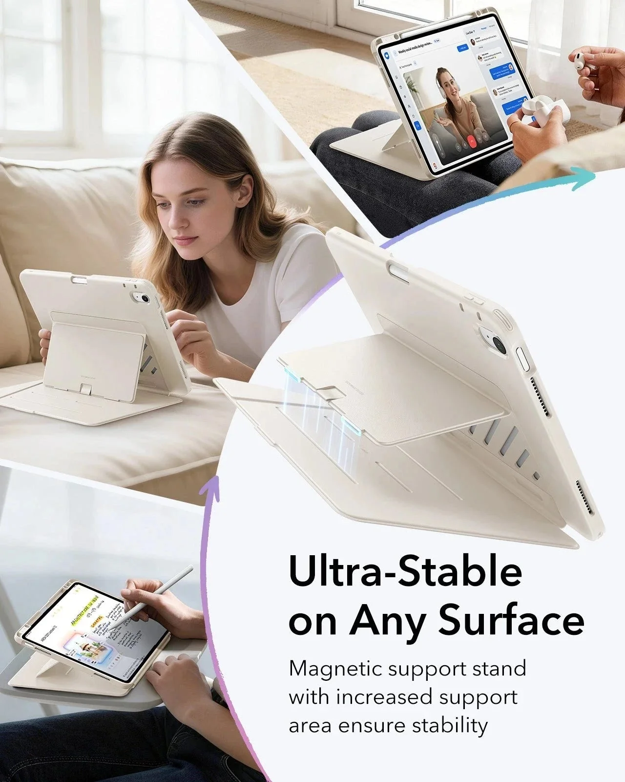 iPad Air 13" (M4) 2026 Flip Magnetic Case with Pencil Holder - Starlight - Image 5