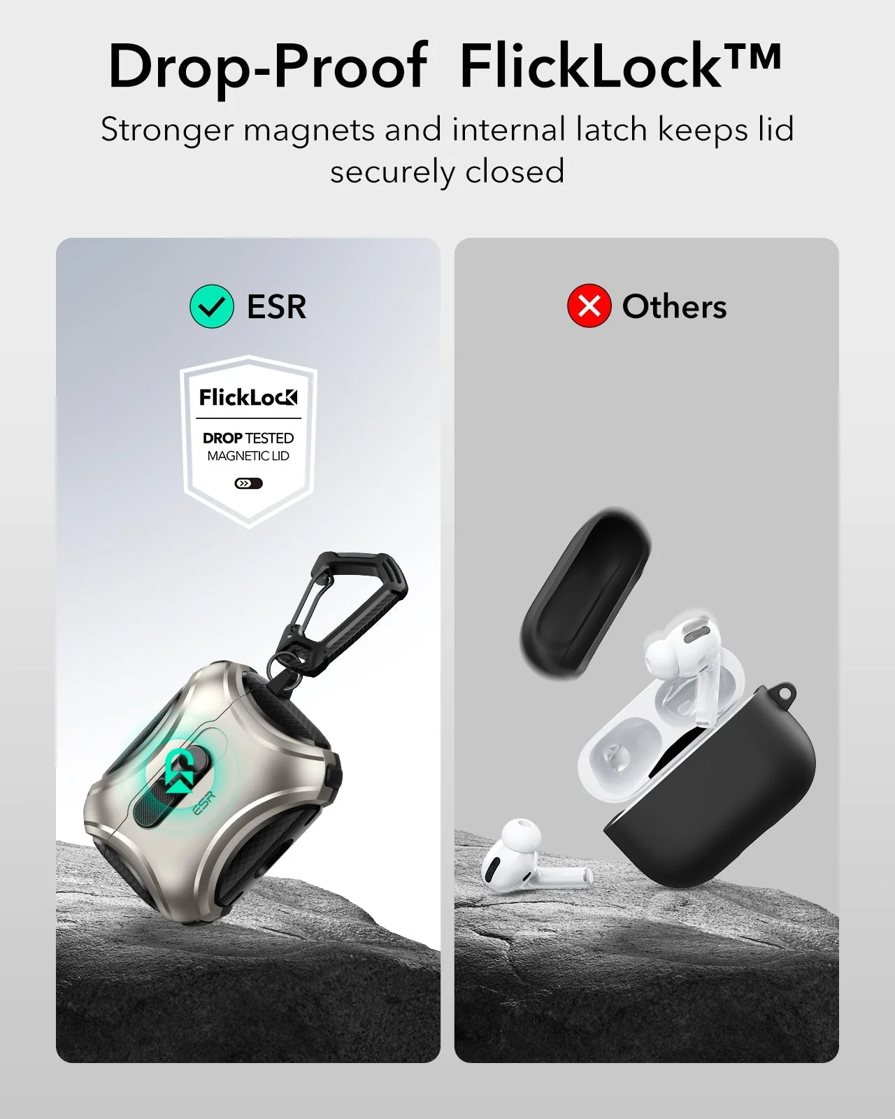 AirPods Pro 3 Cyber FlickLock Magnetic Case - Titanium - Image 4