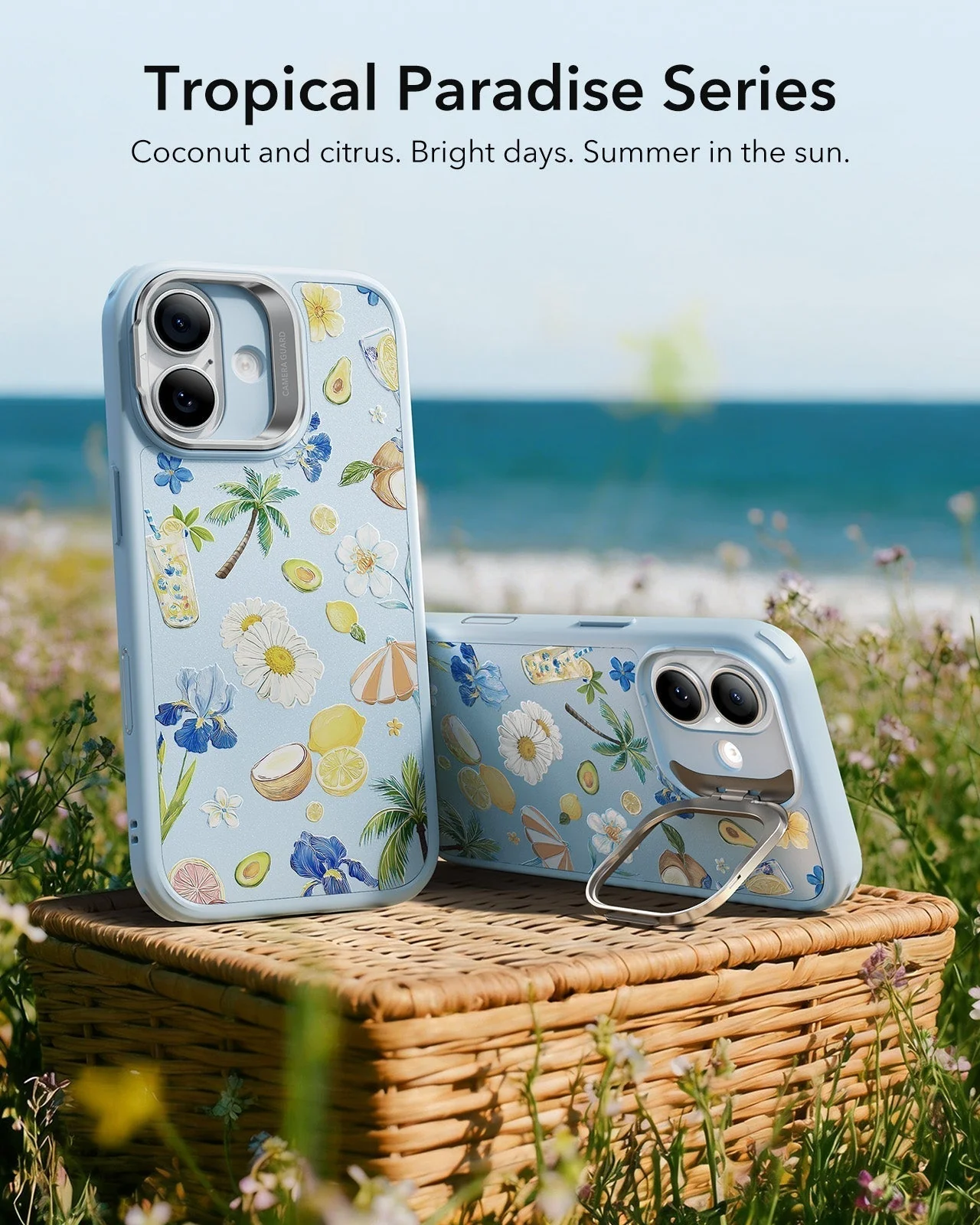 iPhone 17 Classic Hybrid Magnetic Case (Camera Control, Stash Stand) - Tropical Paradise - Image 3