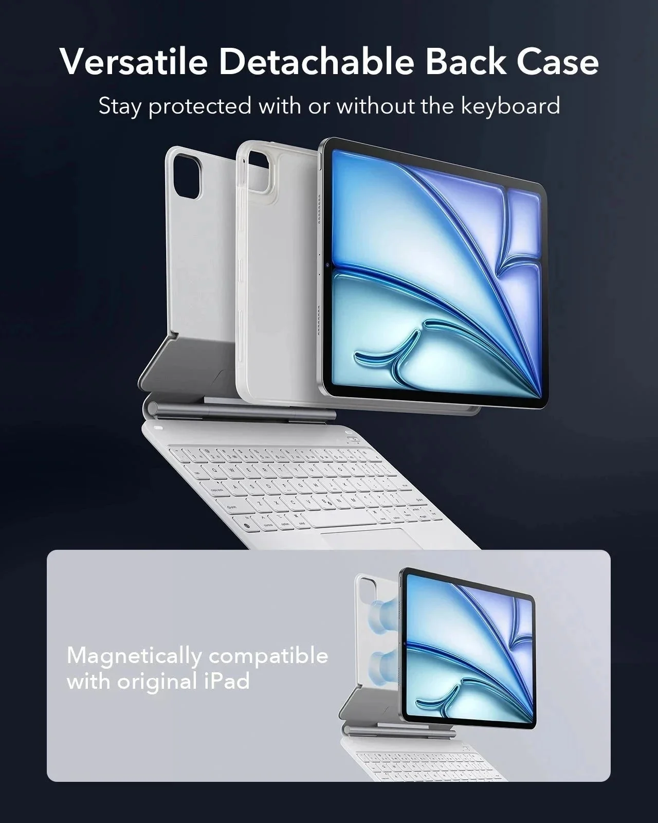 iPad Air 11" (M4, 2026) Bundle Rebound Magnet-Tastaturhülle 360° & Digital Pencil - DE Layout-White - Image 11
