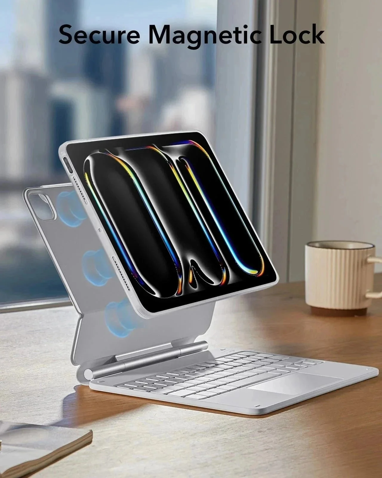 iPad Pro 11″ (2025) Set: Rebound 360 Magnet-Tastaturhülle & Armorite-Panzerschutzfolien - DE Layout-Weiß - Image 3