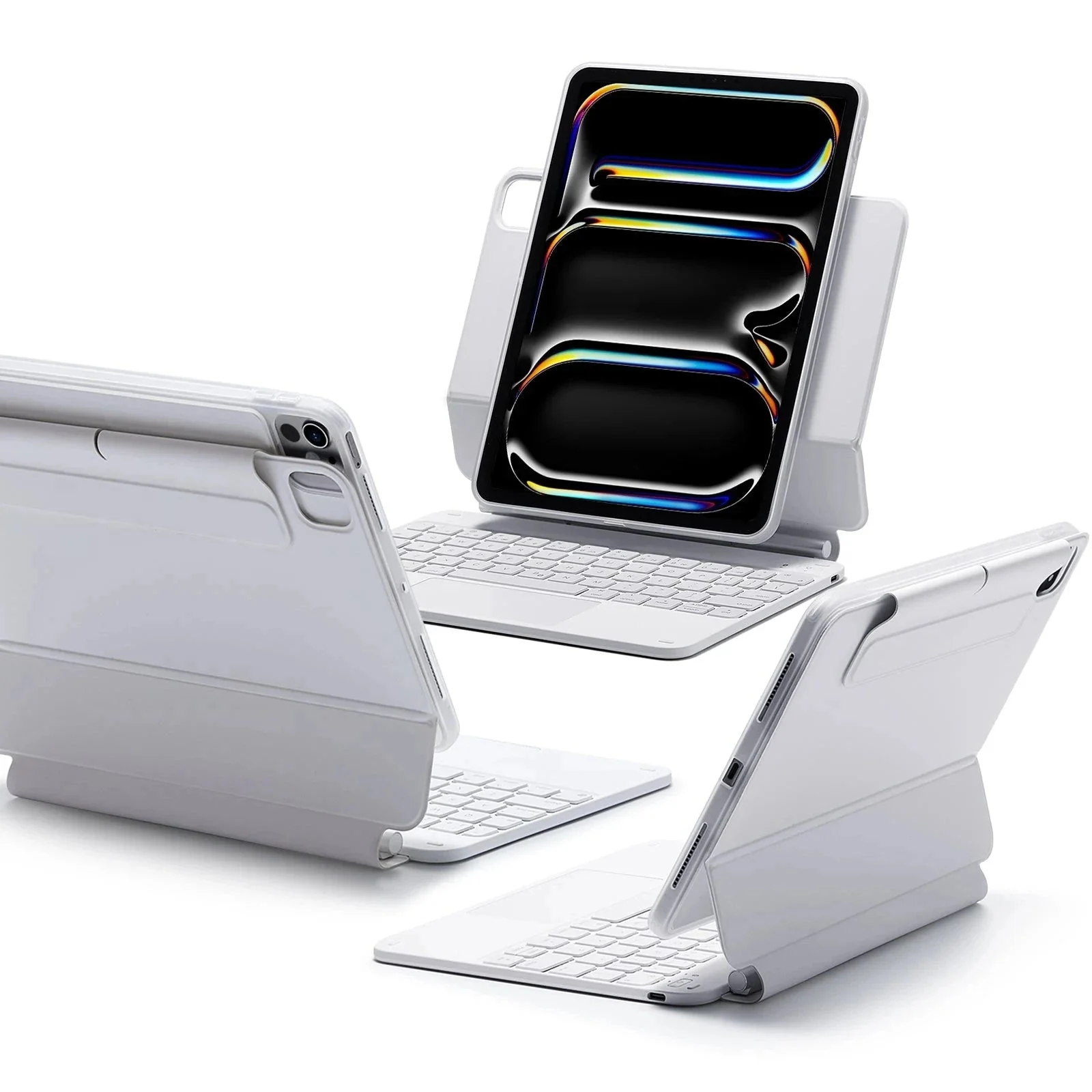 iPad Pro 11" (2025) Rebound Magnetische Tastatur Hülle 360 - DE Layout-Weiß