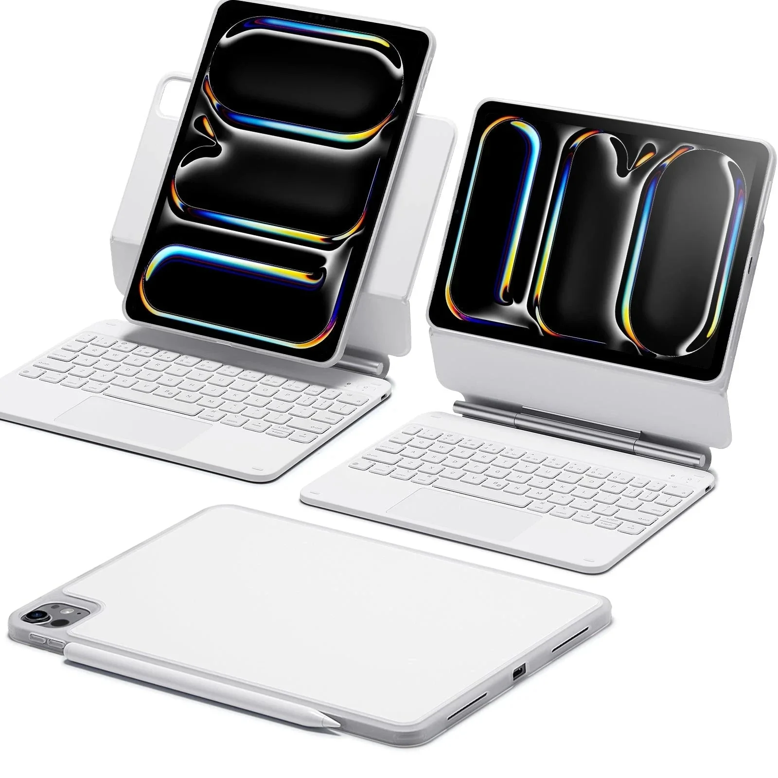 iPad Pro 11" (2025) Rebound Magnetische Tastatur Hülle 360 - DE Layout-Weiß - Image 2