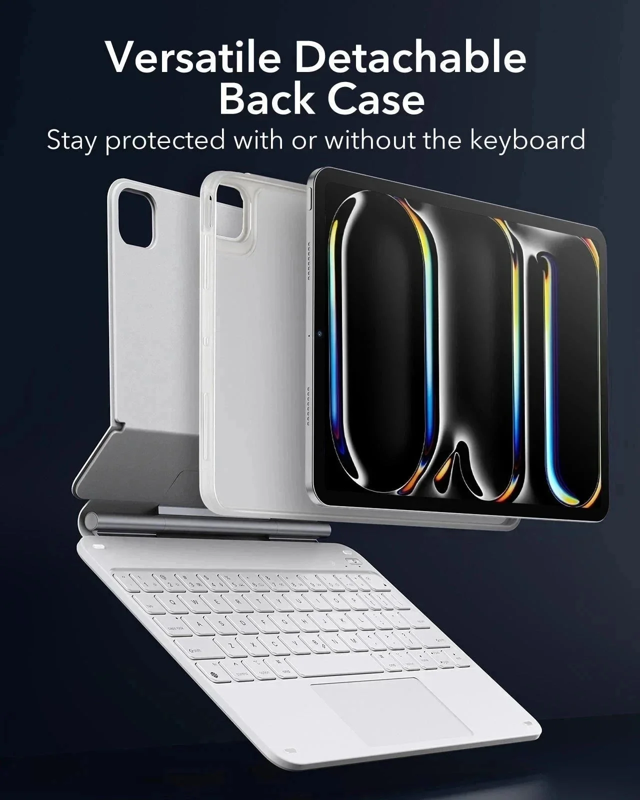 iPad Pro 11" (2025) Rebound Magnetische Tastatur Hülle 360 - DE Layout-Weiß - Image 5
