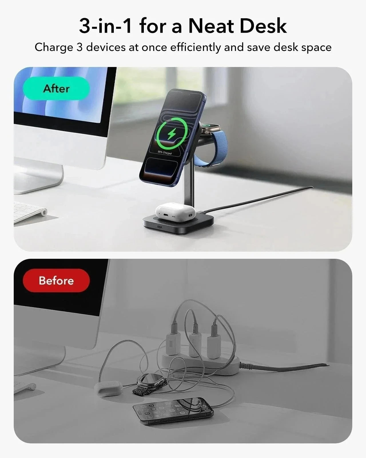 25W CryoBoost 3-in-1 Magnetic Charger (Qi2) and AirPods Pro 3 Orbit Hybrid Case Bundle - US Plug–White - Image 5