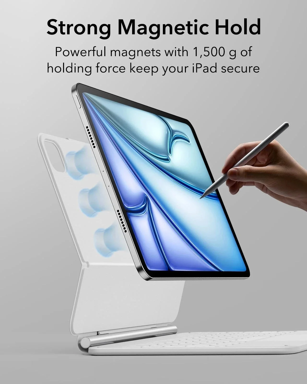 iPad Air 11” (M4) 2026 Rebound Magnetic Keyboard Case - US Layout-White - Image 8