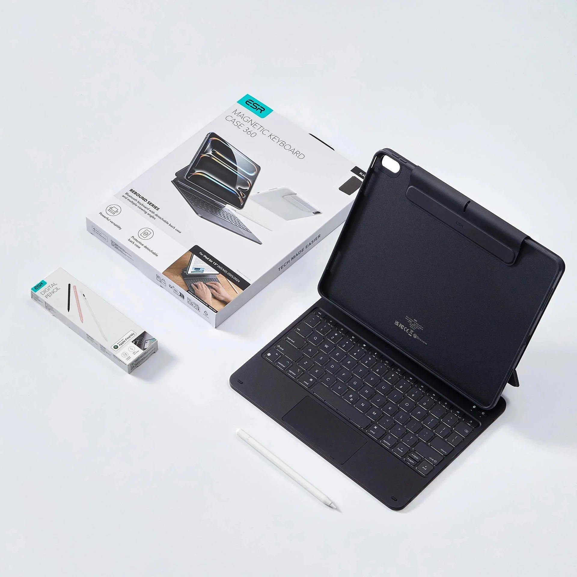 iPad Air 11" (M4) 2026 Bundle Rebound Magnetic Keyboard Case 360 & Digital Pencil-US Layout-White - Image 17