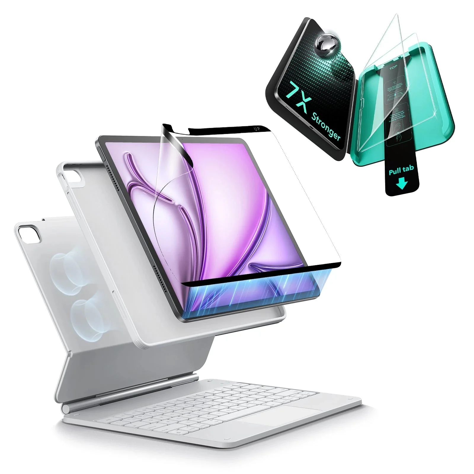 iPad Air 13" (M4) 2026 Bundle Rebound Magnetic Keyboard Case 360, Armorite & Paper-Feel Screen Protectors - US Layout-White