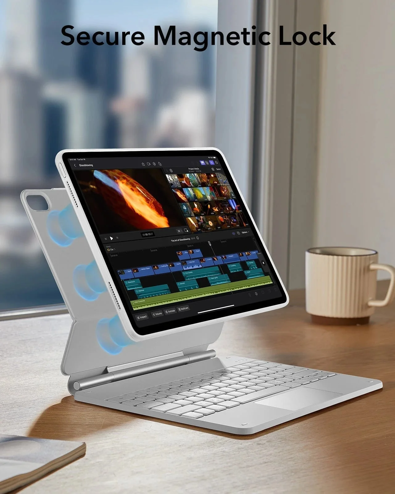 iPad Air 13" (M4) 2026 Bundle Rebound Magnetic Keyboard Case 360, Armorite & Paper-Feel Screen Protectors - US Layout-White - Image 12