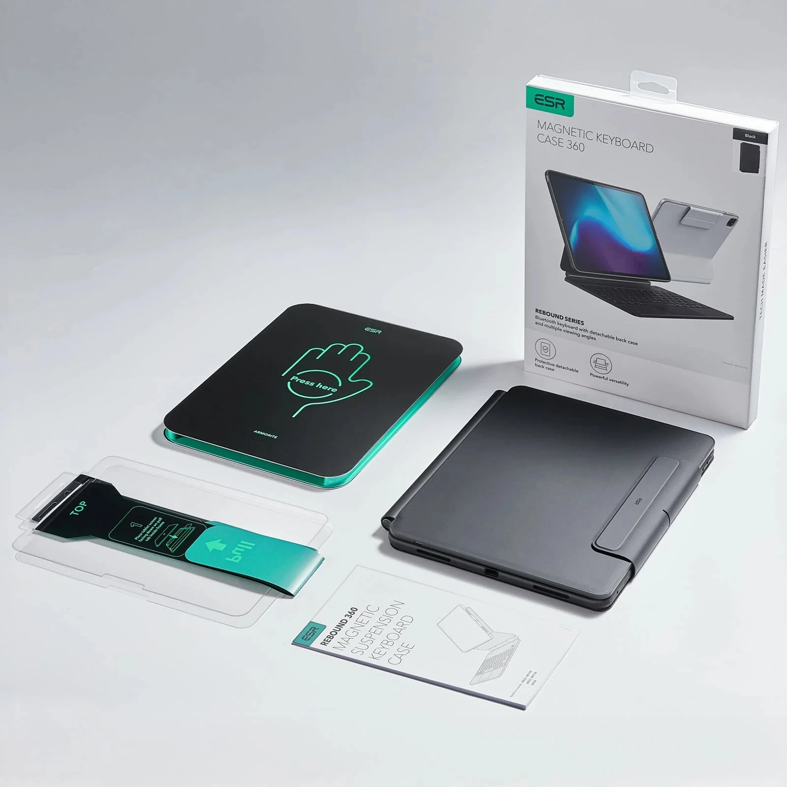 iPad Pro 13ʺ (2025) Bundle Rebound Magnetic Keyboard Case 360 & Armorite Screen Protectors  - US Layout-White - Image 2