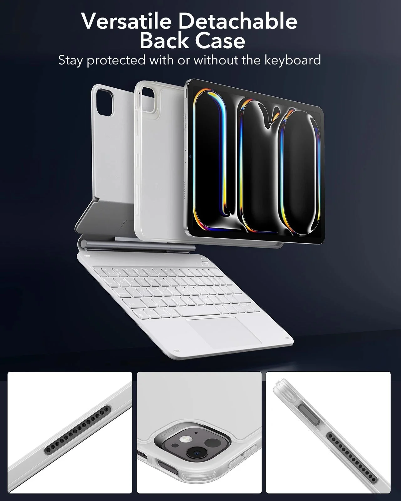 iPad Pro 13″ (2025) Rebound Magnetic Keyboard Case 360 - US Layout-White - Image 4